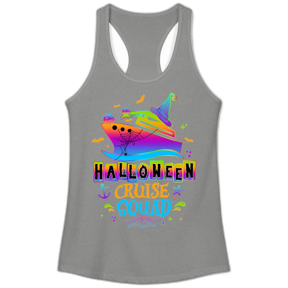 Halloween Cruise Squad Ladies Tank in Heather Grey