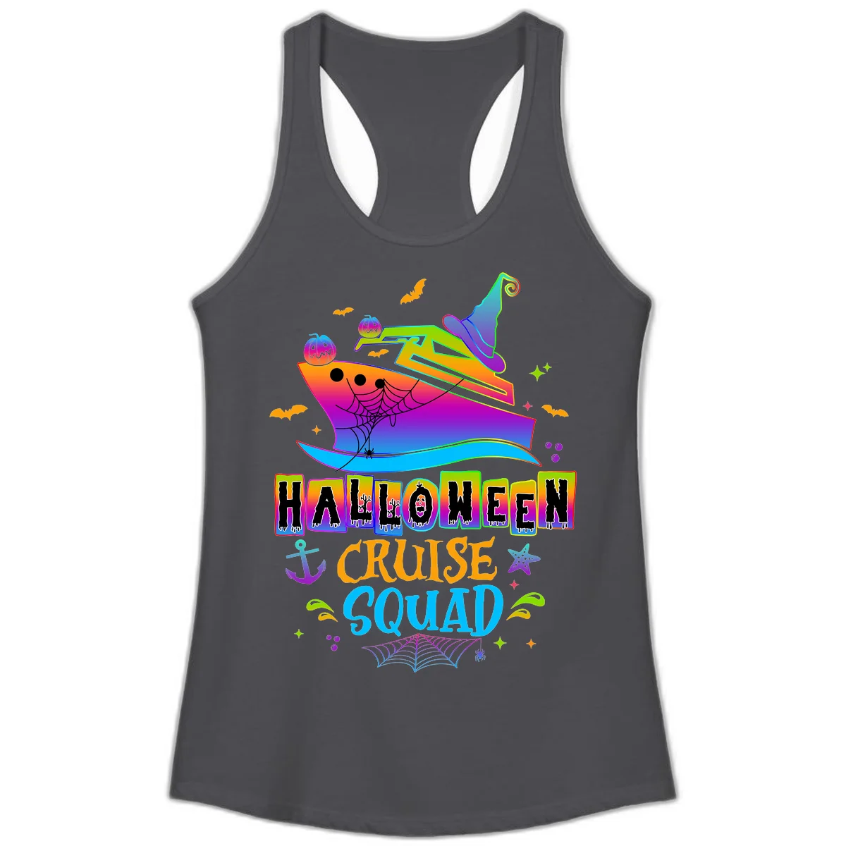 Halloween Cruise Squad Ladies Tank in Solid Dark Gray