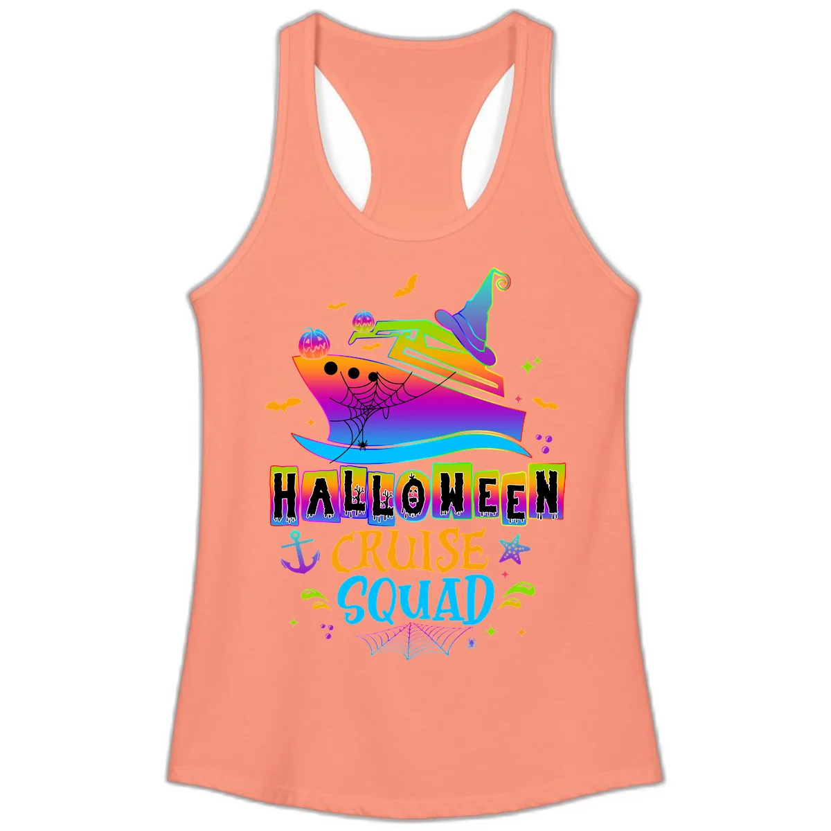 Halloween Cruise Squad Ladies Tank in Solid Light Orange