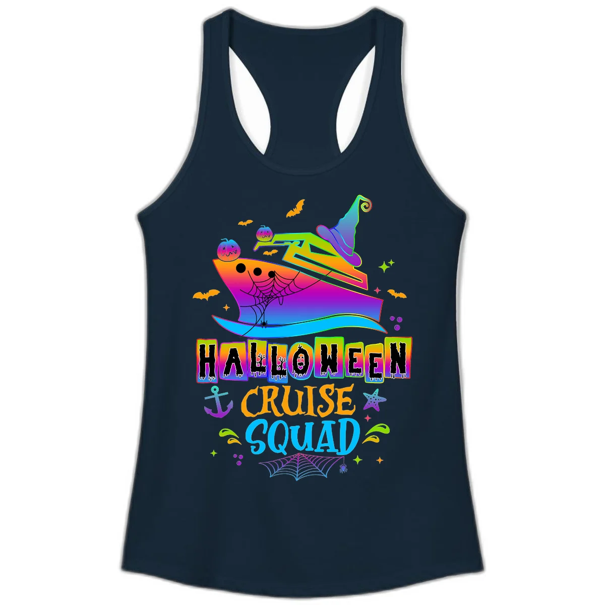 Halloween Cruise Squad Ladies Tank in Solid Midnight Navy