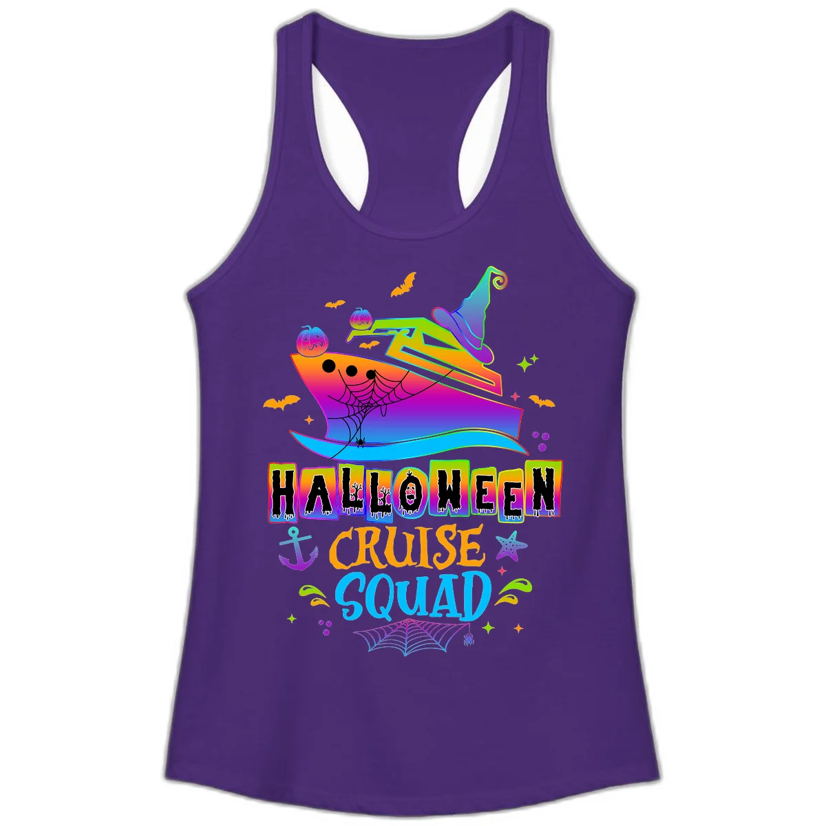 Halloween Cruise Squad Ladies Tank in Solid Purple Rush