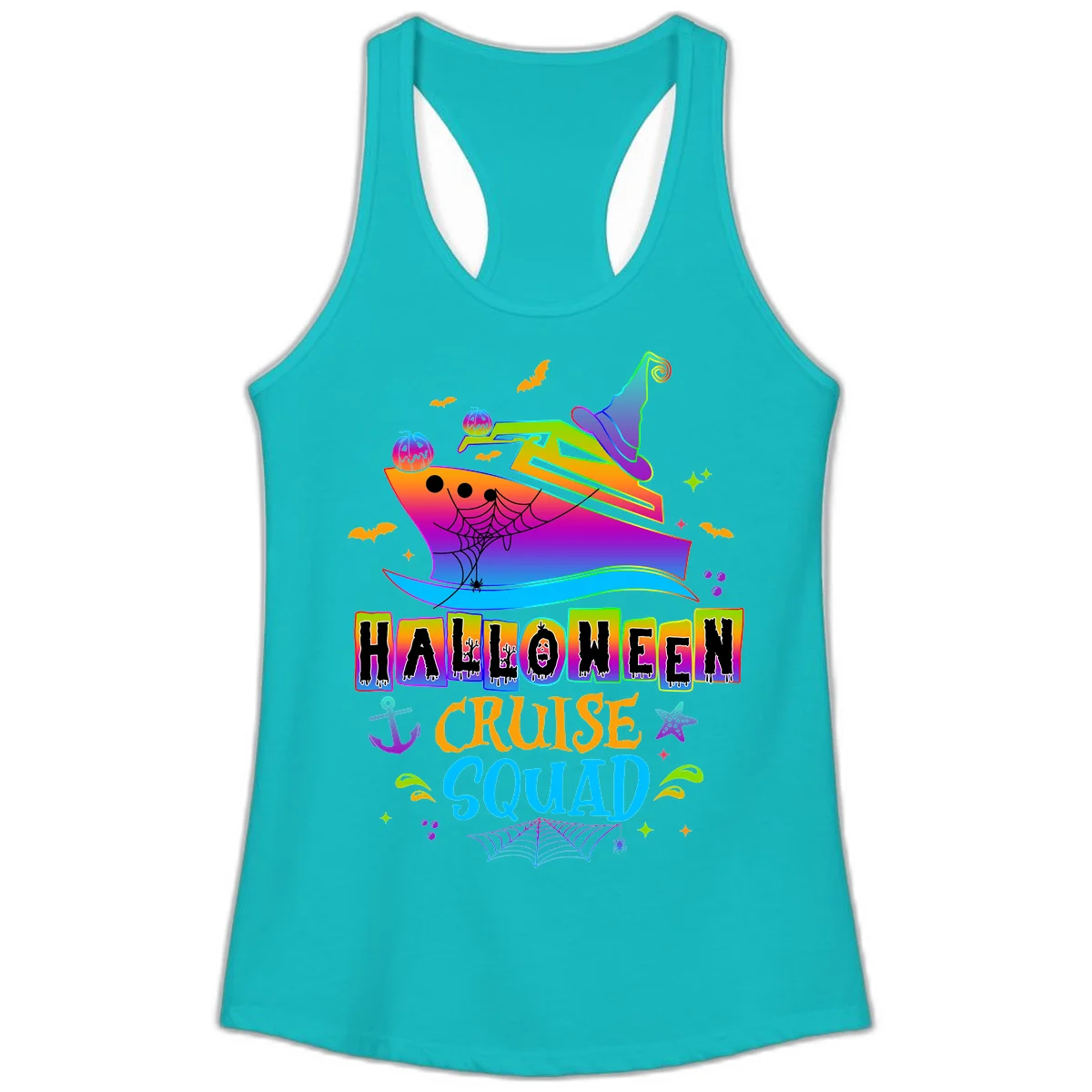 Halloween Cruise Squad Ladies Tank in Tahiti Blue