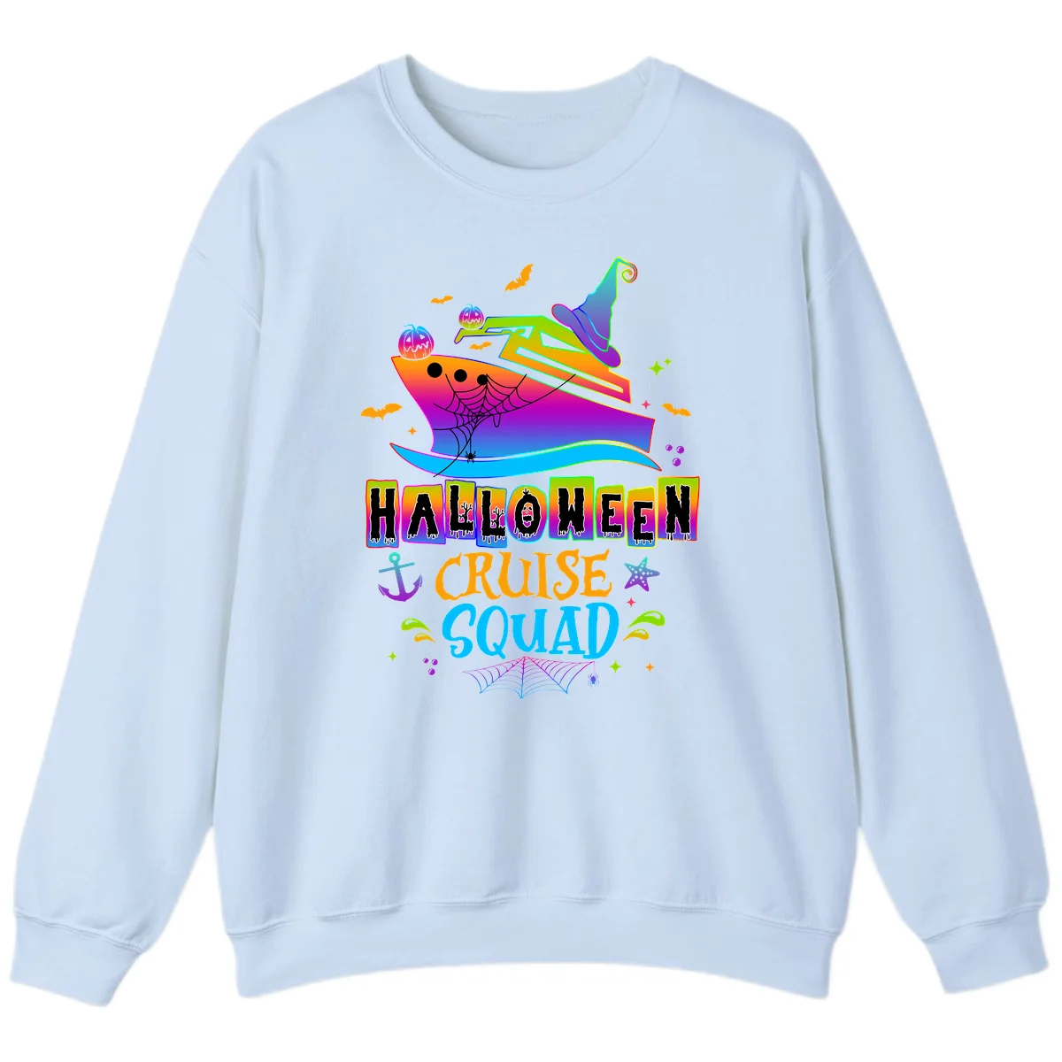 Halloween Cruise Squad Sweatshirt in Light Blue