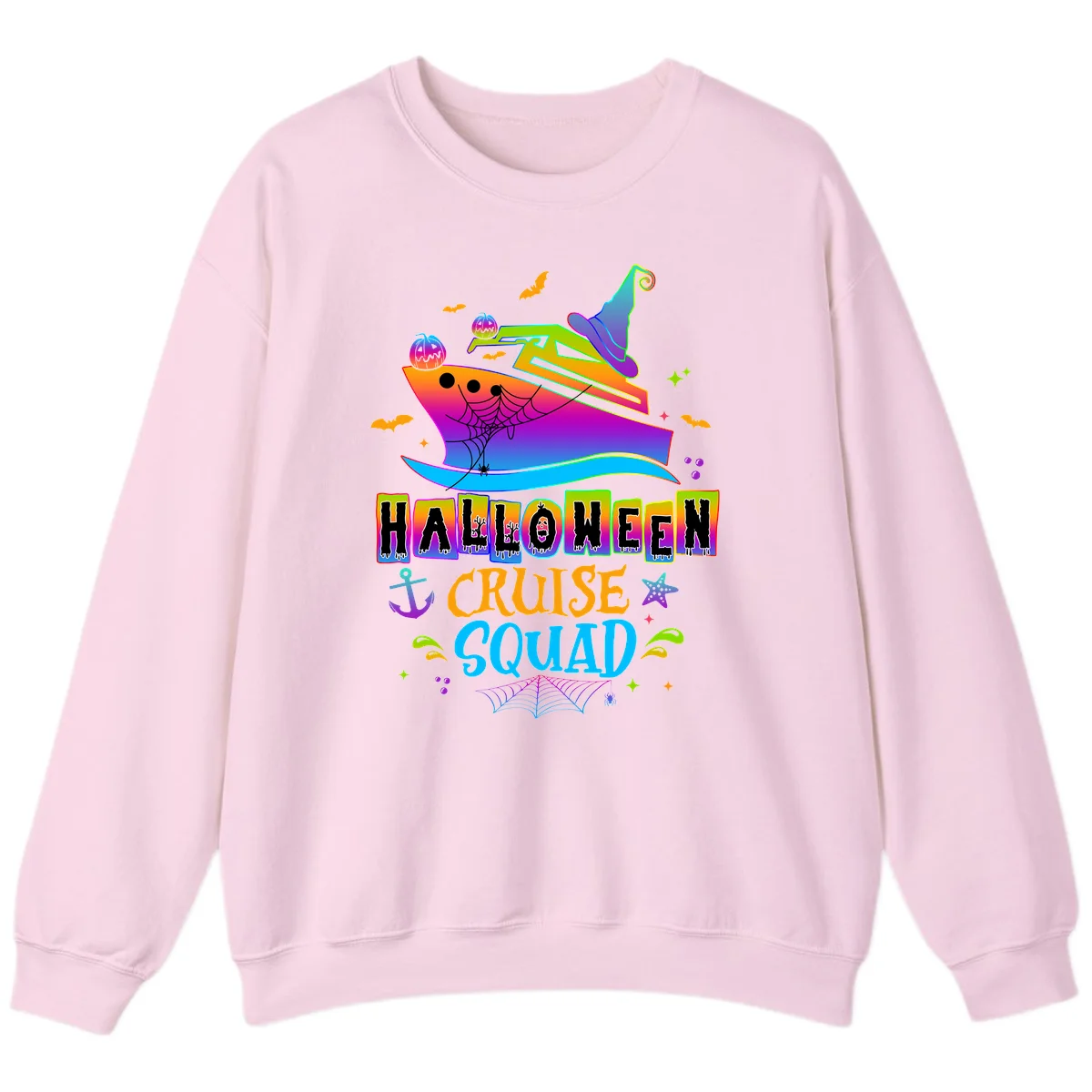 Halloween Cruise Squad Sweatshirt in Light Pink