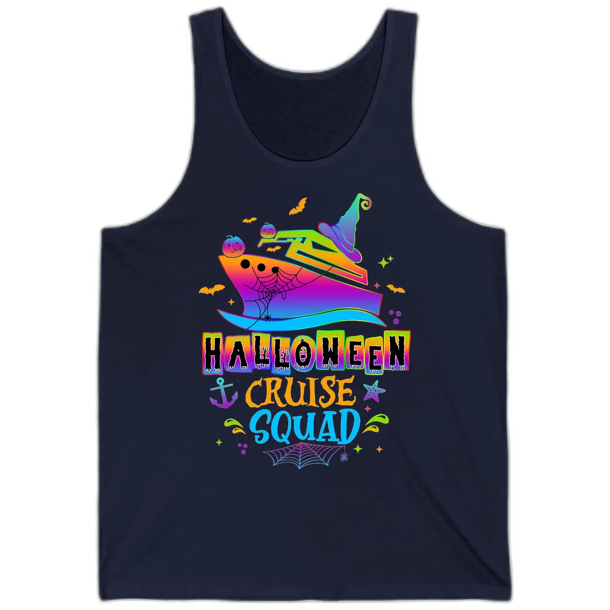 Halloween Cruise Squad Tank in Navy