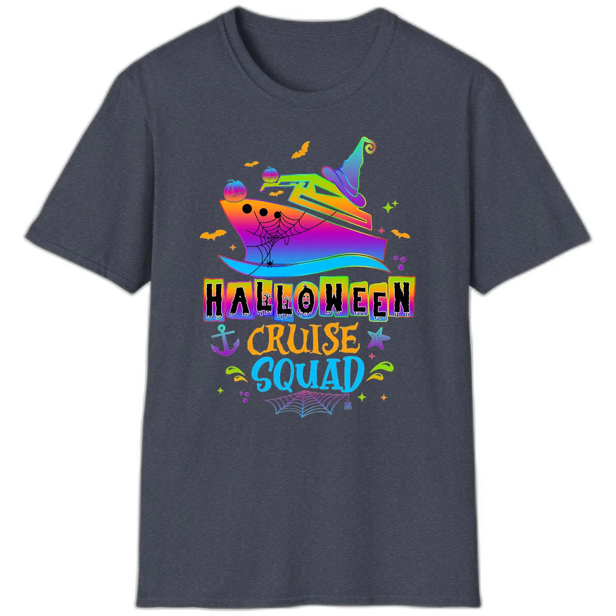 Halloween Cruise Squad T-Shirt in Heather Navy