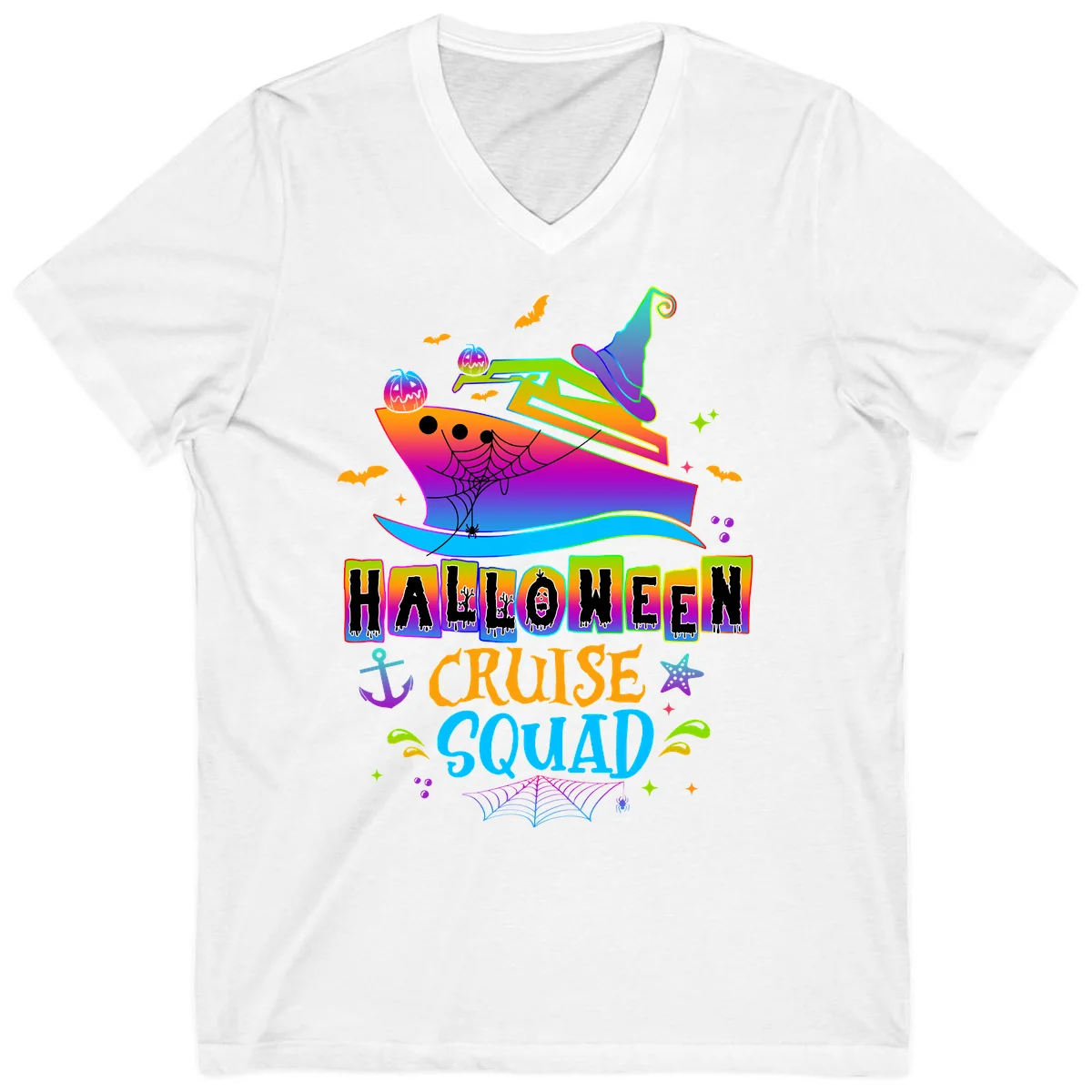 Halloween Cruise Squad V-Neck in White