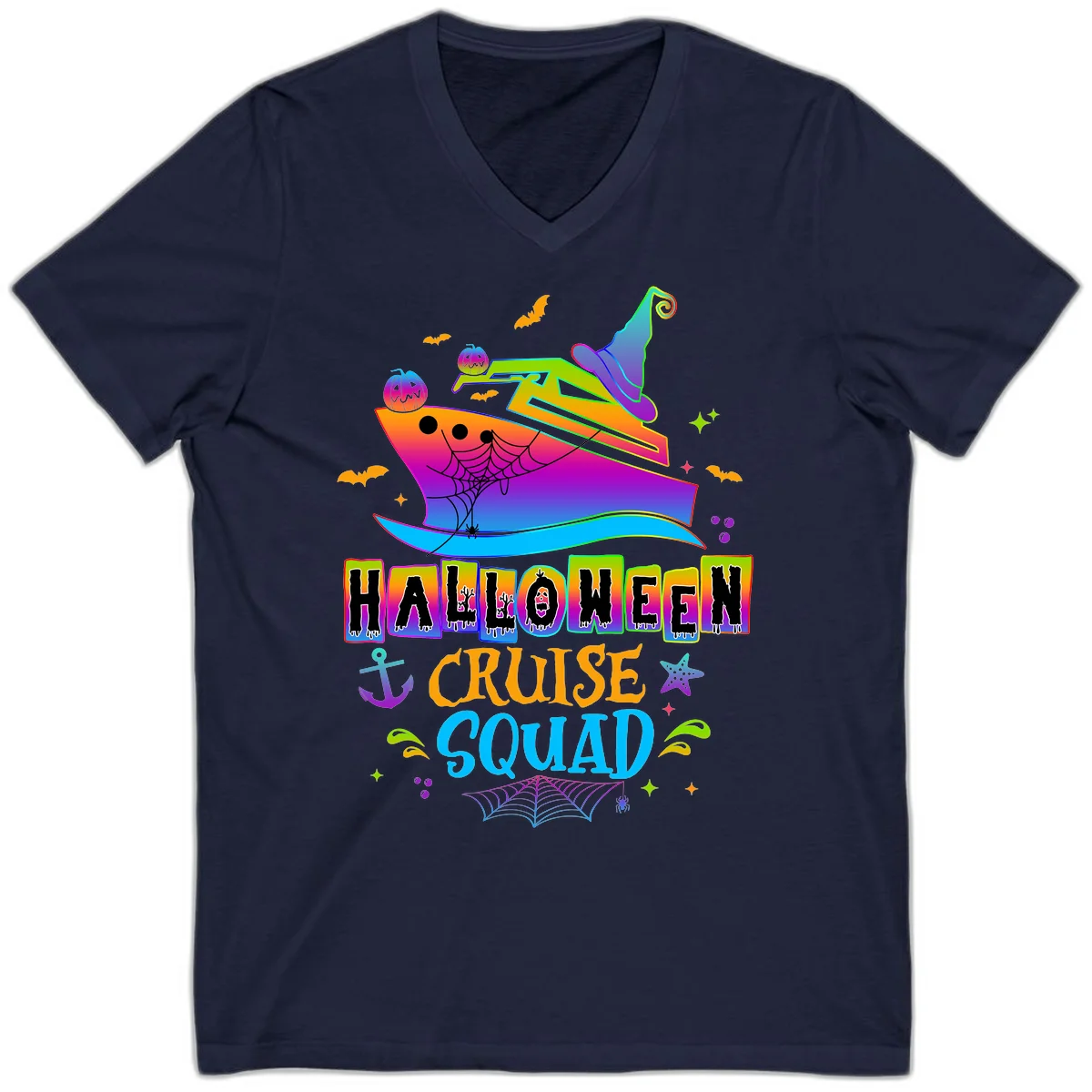 Halloween Cruise Squad V-Neck in Navy