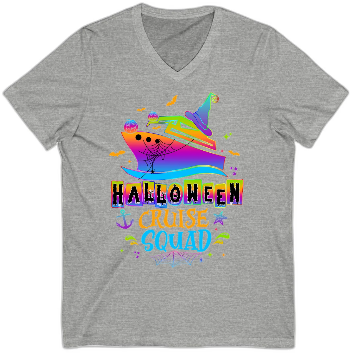 Halloween Cruise Squad V-Neck in Athletic Heather