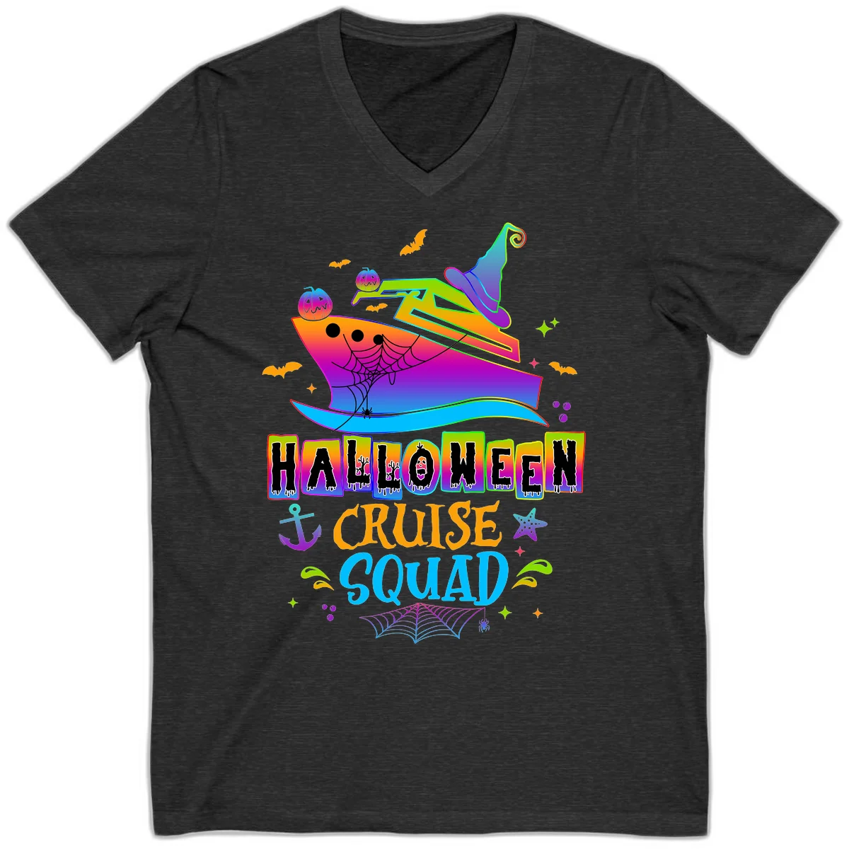 Halloween Cruise Squad V-Neck in Dark Grey Heather