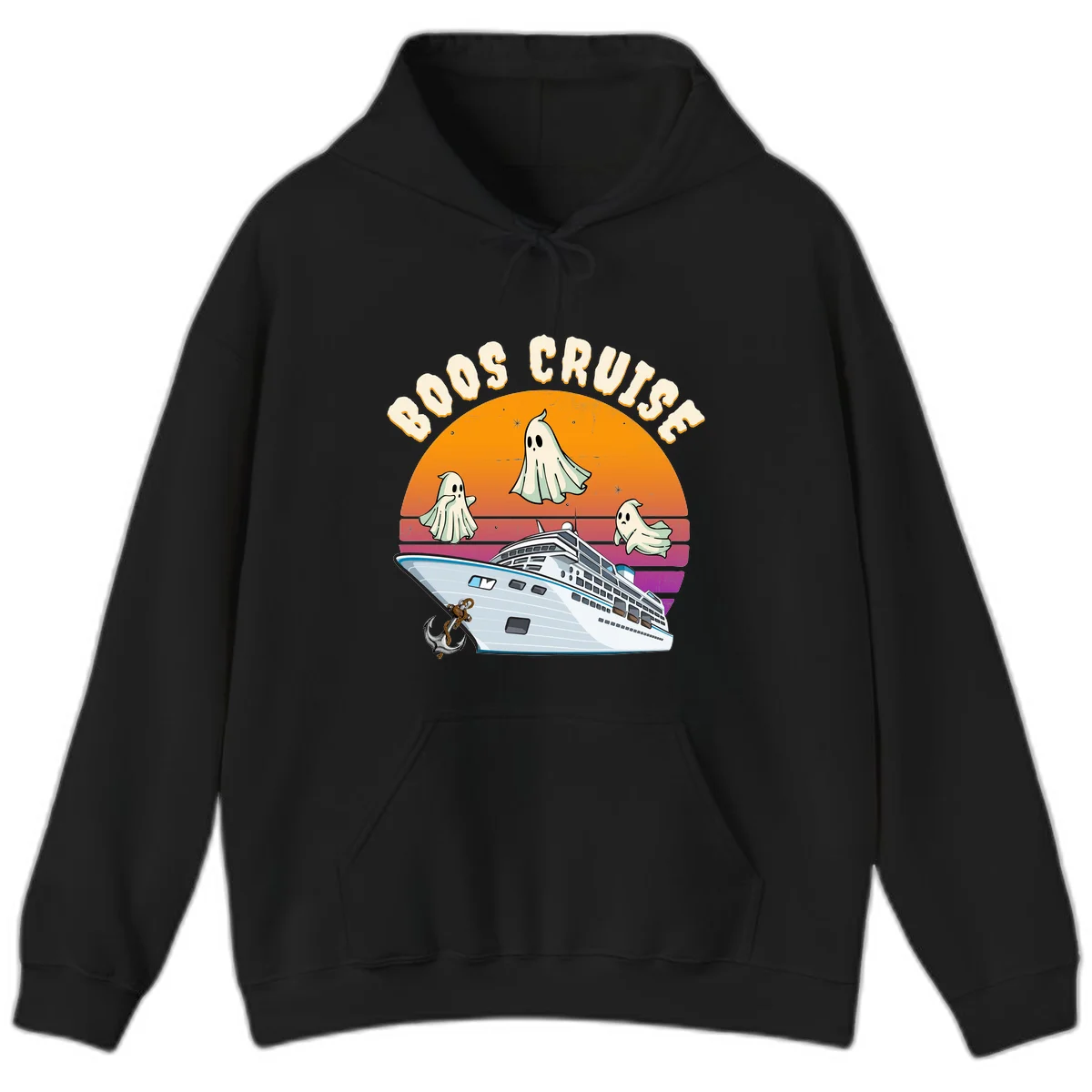 Boo Cruise Ship Ghost Halloween Hoodie in Black