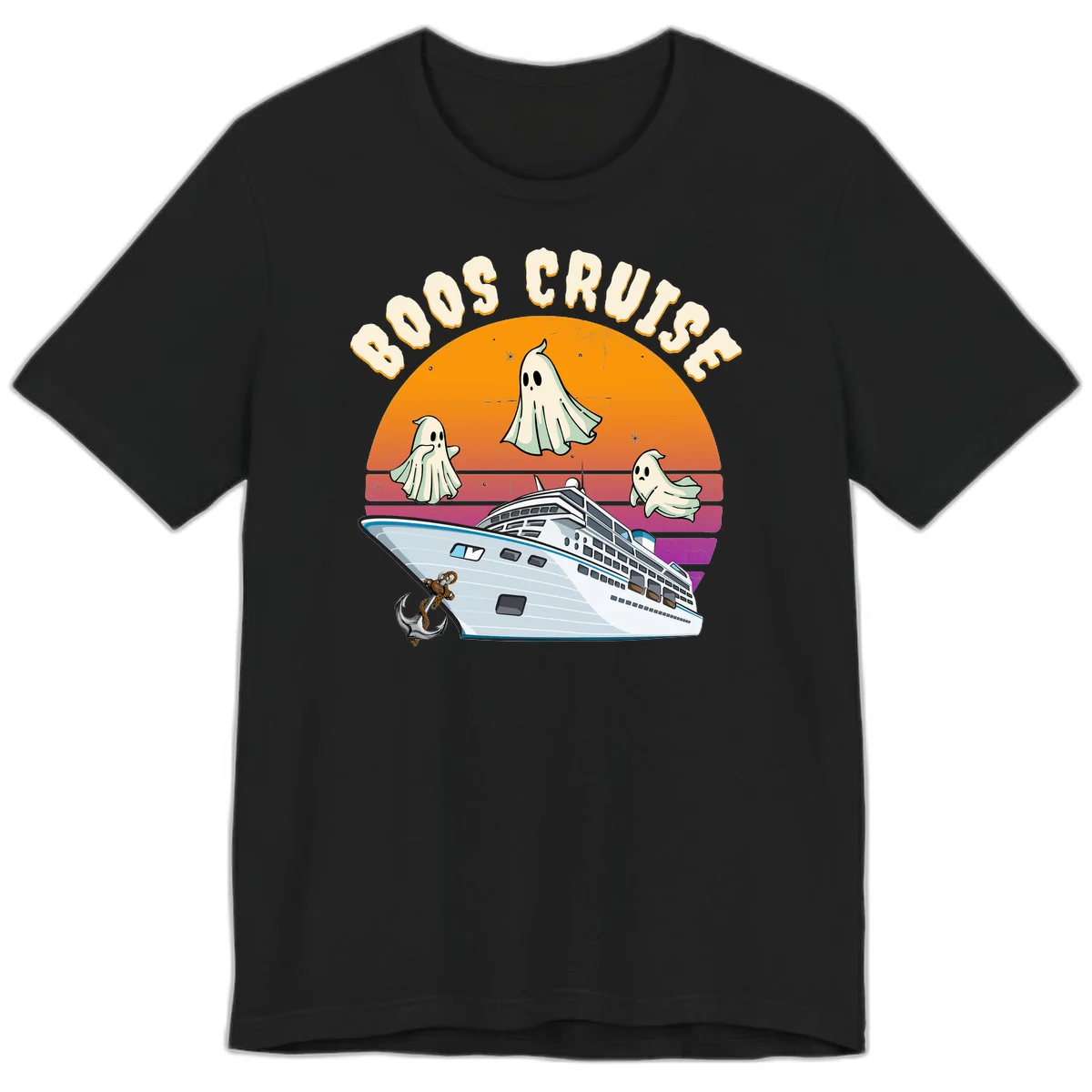 Boo Cruise Ship Ghost Halloween Premium T-Shirt in Black