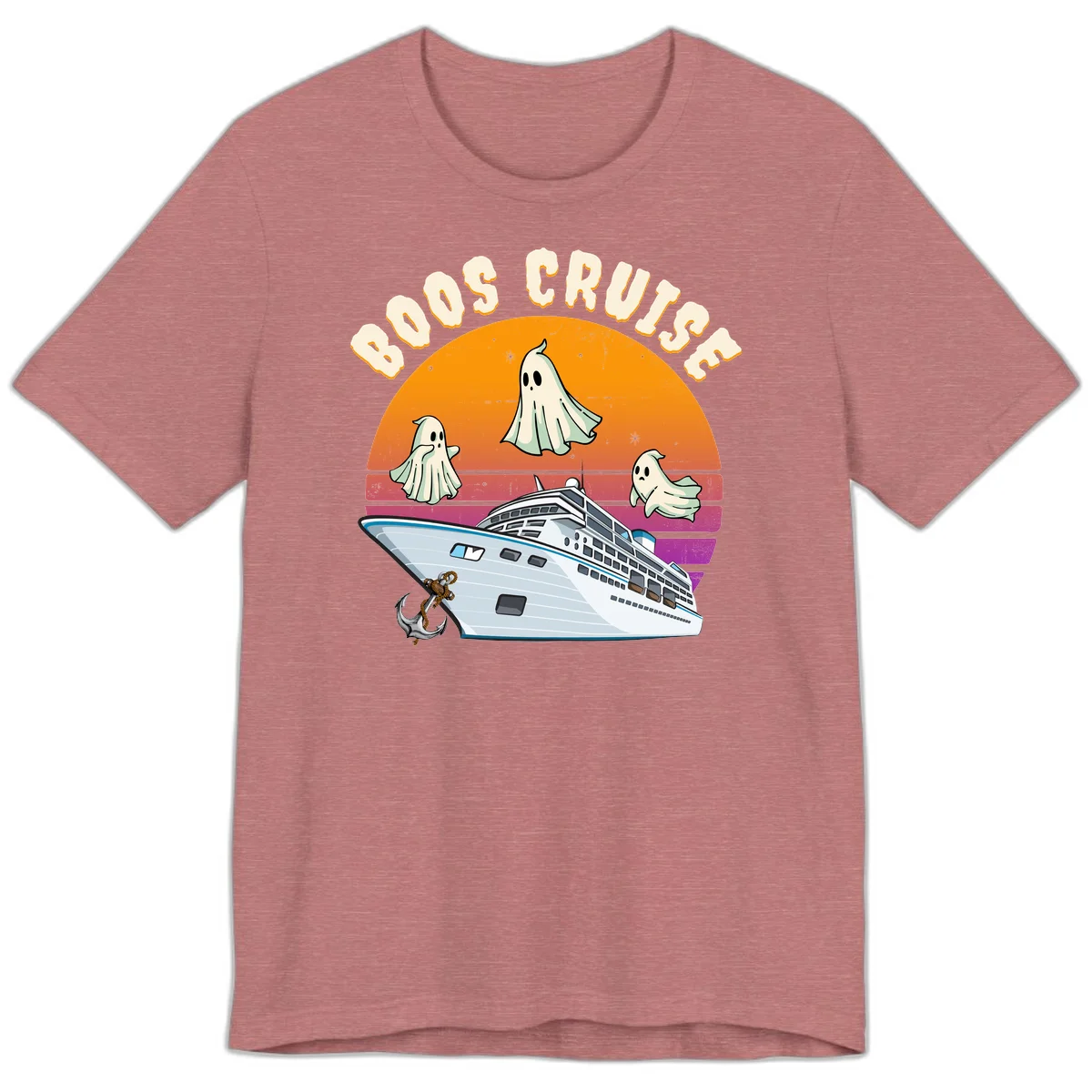 Boo Cruise Ship Ghost Halloween Premium T-Shirt in Heather Mauve