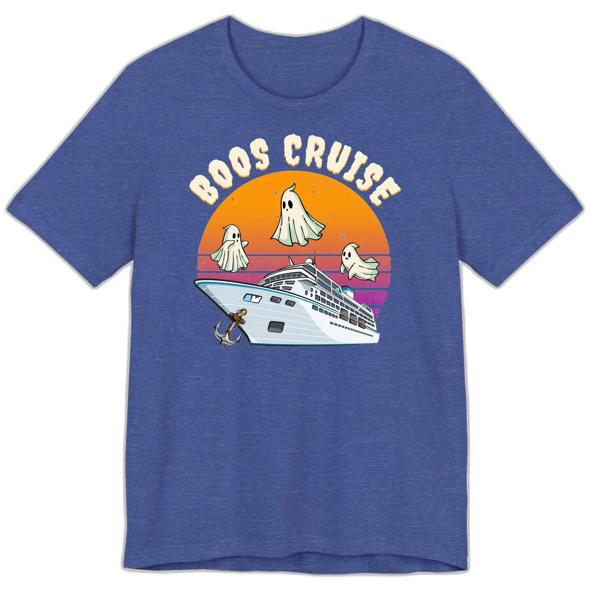 Boo Cruise Ship Ghost Halloween Premium T-Shirt in Heather True Royal