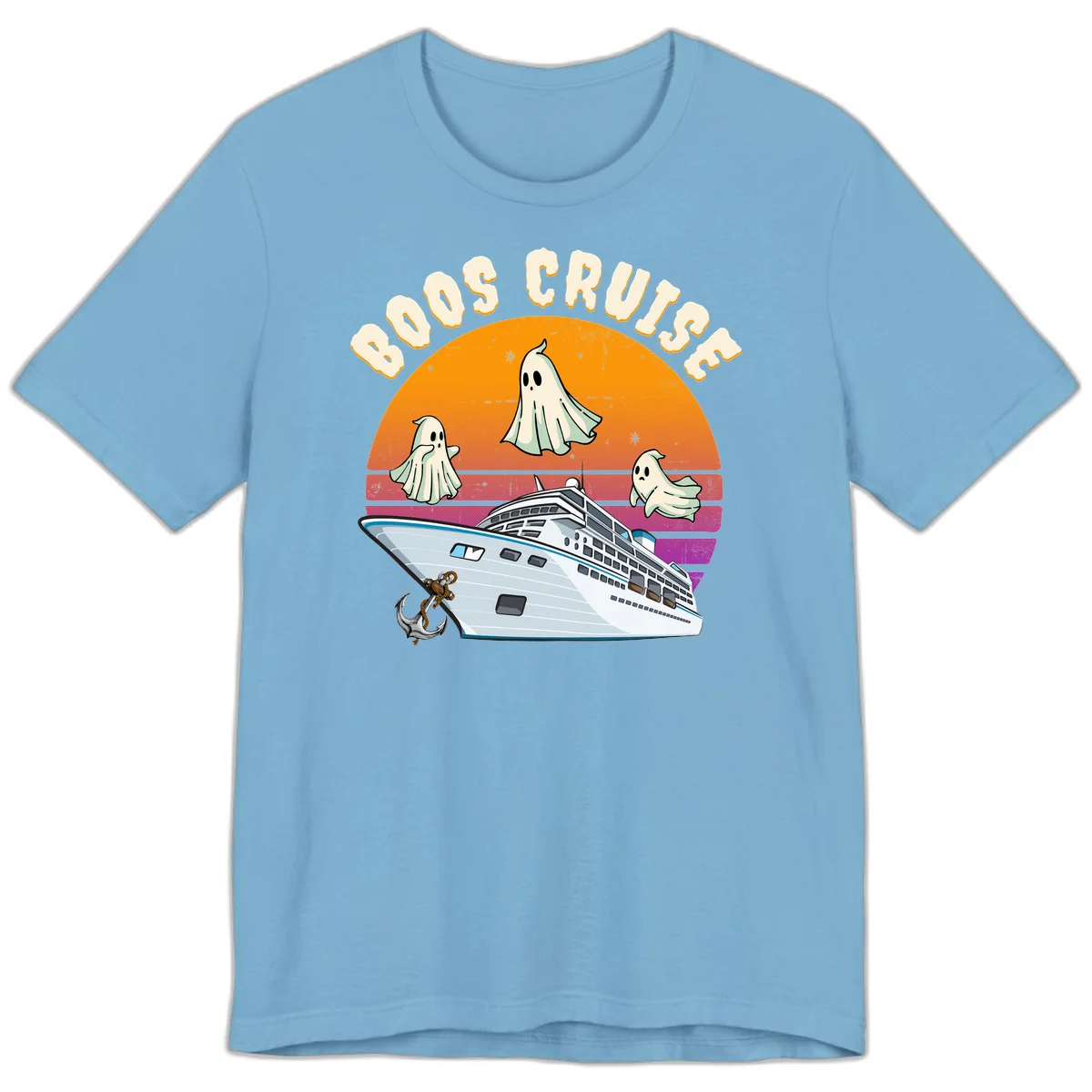 Boo Cruise Ship Ghost Halloween Premium T-Shirt in Ocean Blue