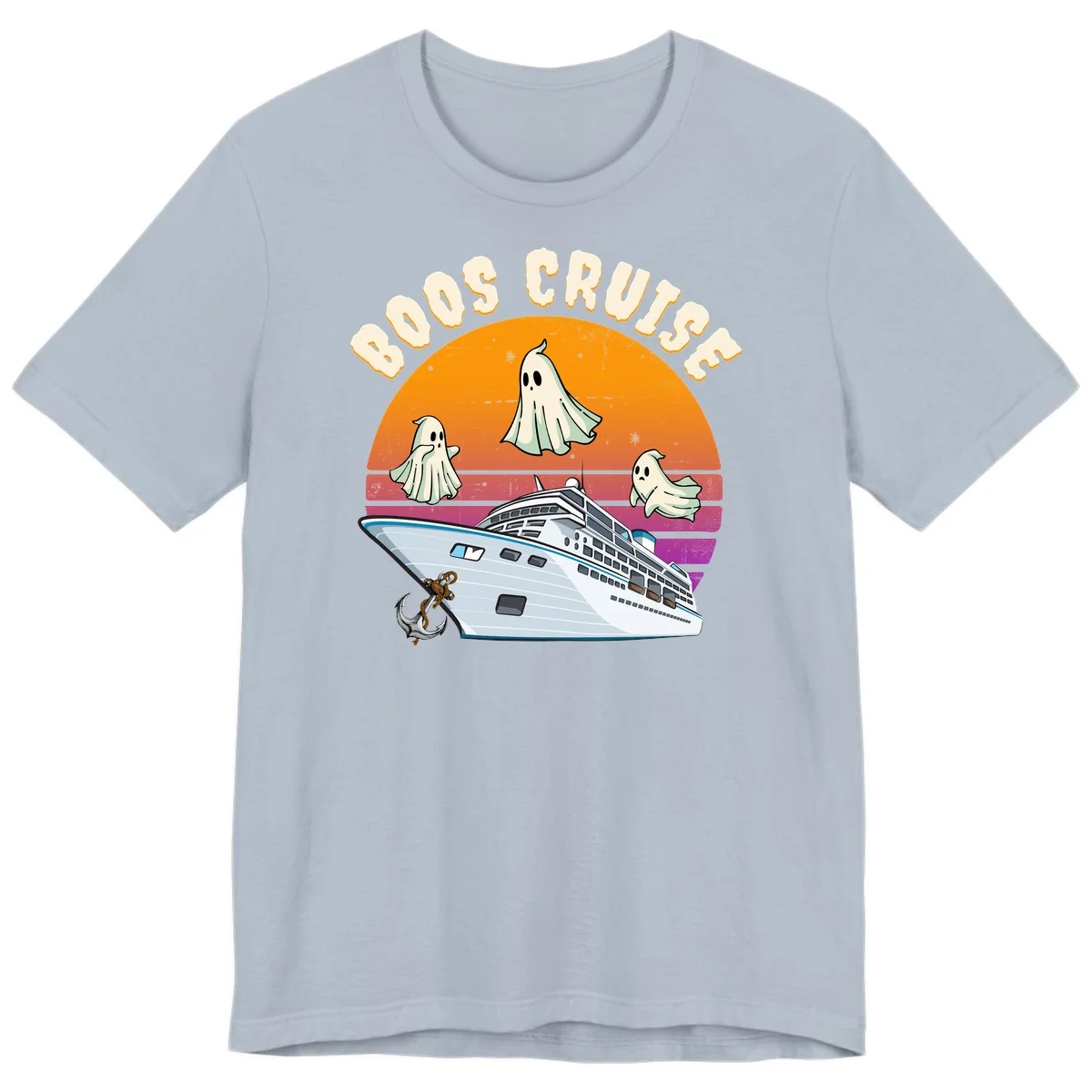 Boo Cruise Ship Ghost Halloween Premium T-Shirt in Light Blue