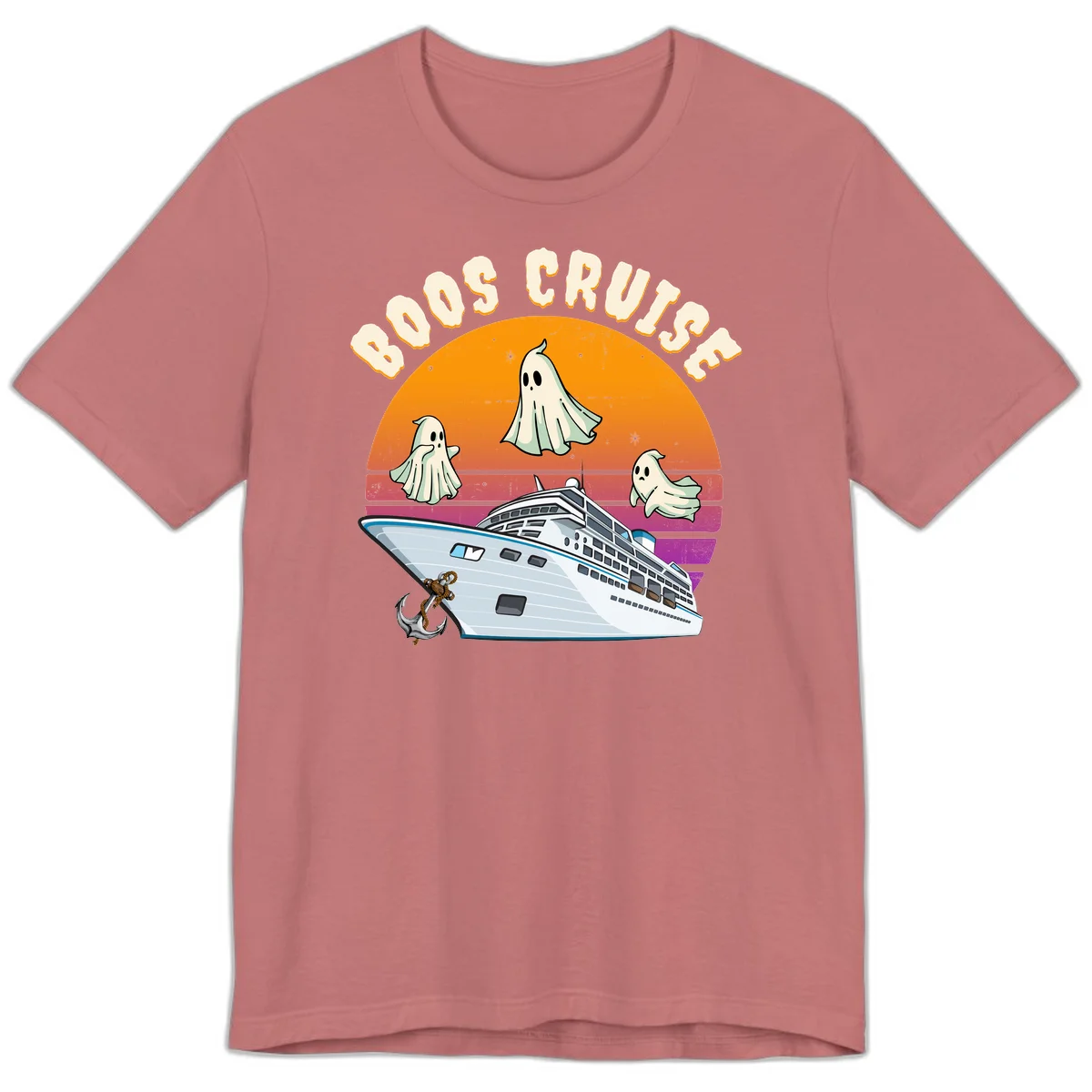 Boo Cruise Ship Ghost Halloween Premium T-Shirt in Mauve