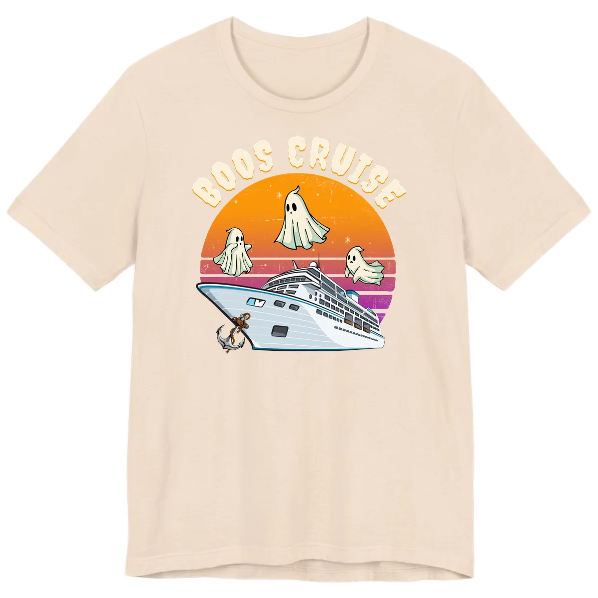 Boo Cruise Ship Ghost Halloween Premium T-Shirt in Soft Cream