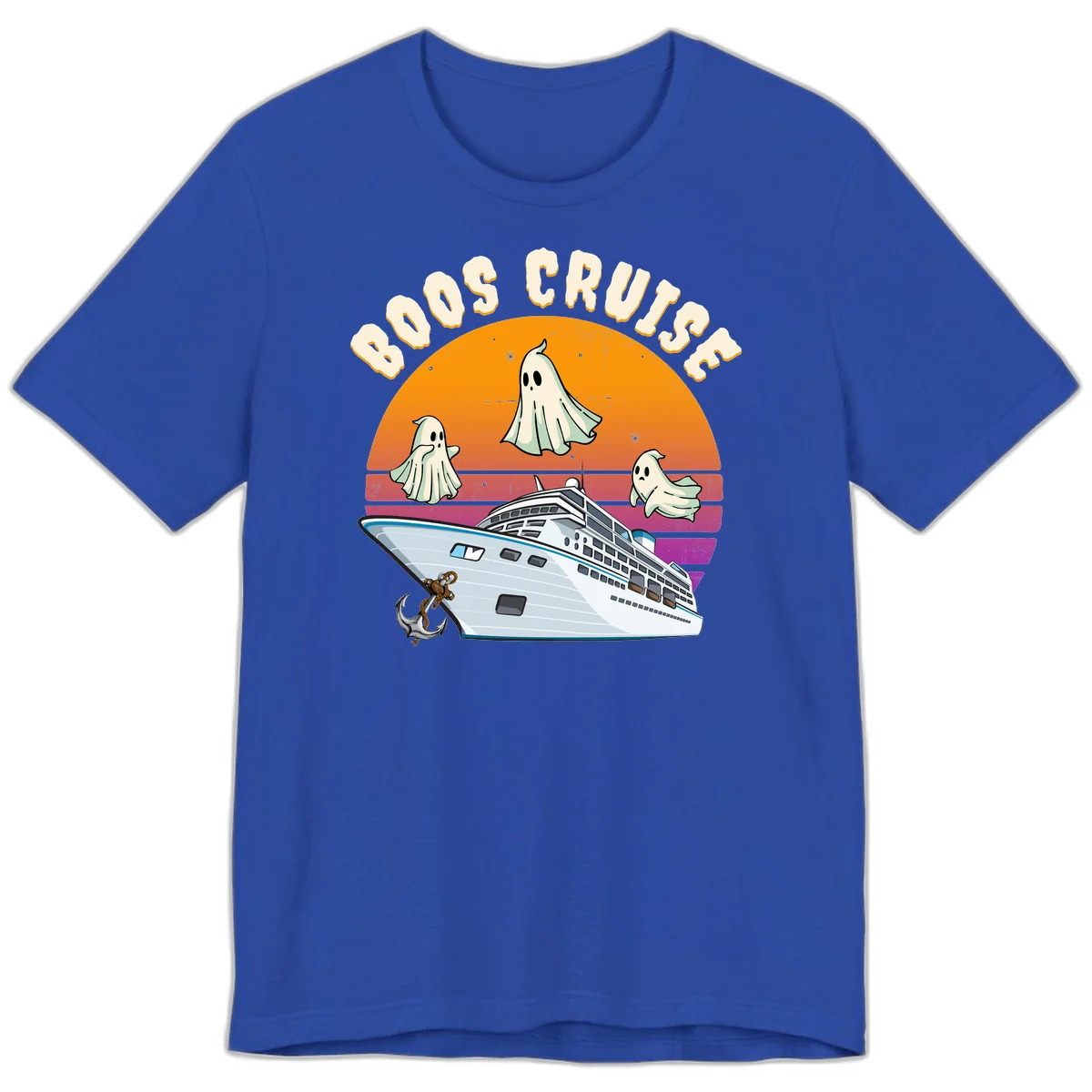 Boo Cruise Ship Ghost Halloween Premium T-Shirt in True Royal