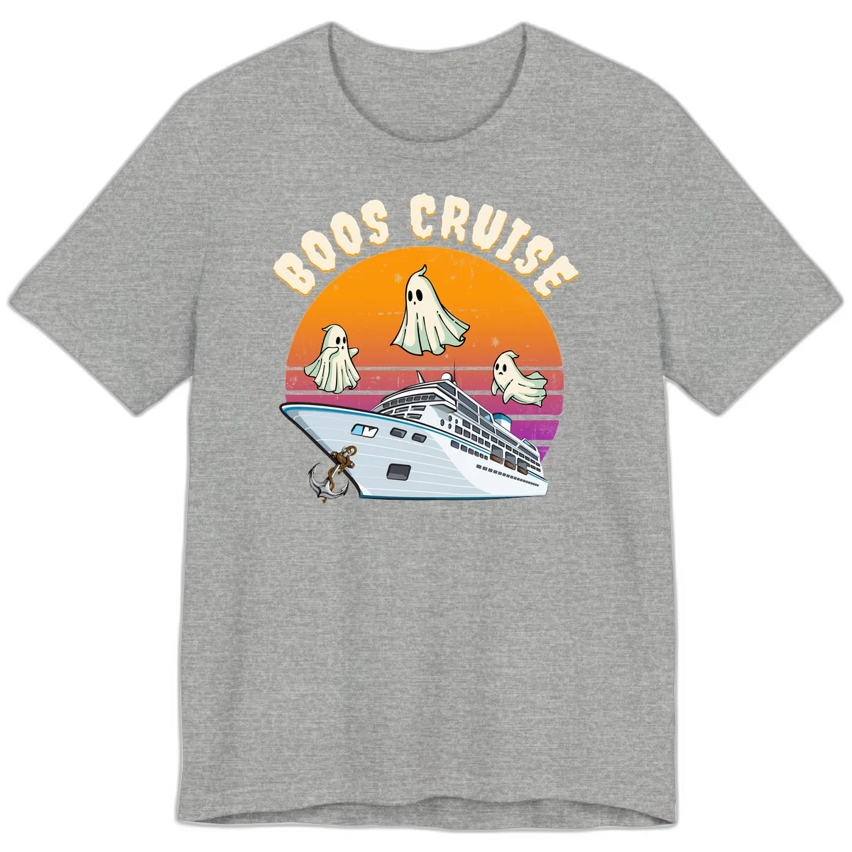 Boo Cruise Ship Ghost Halloween Premium T-Shirt in Athletic Heather