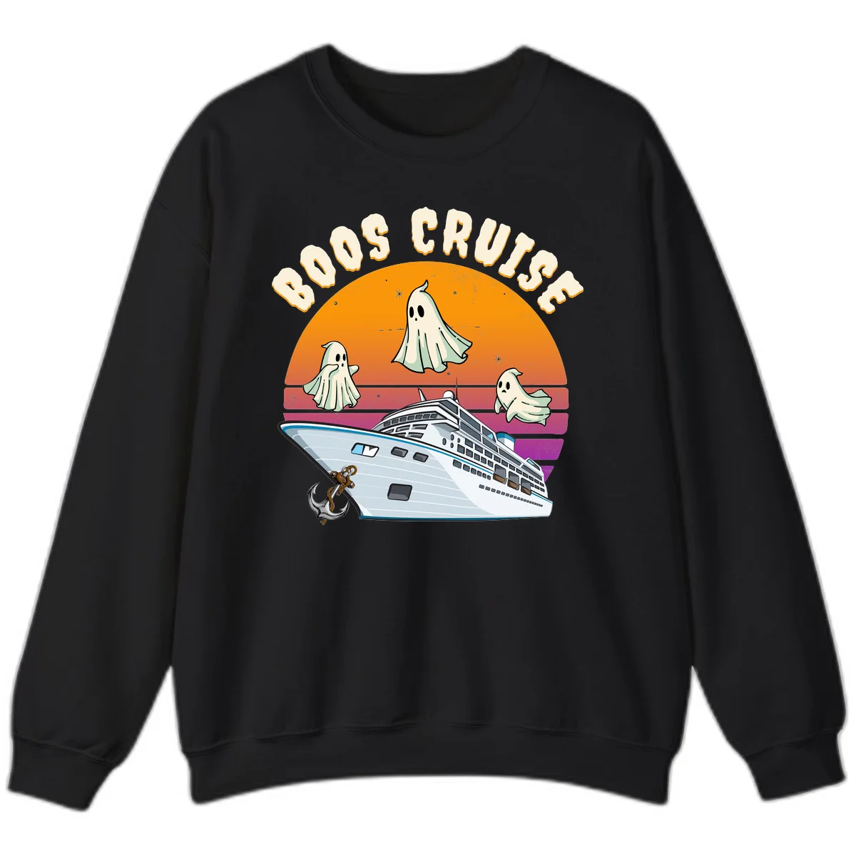 Boo Cruise Ship Ghost Halloween Sweatshirt in Black