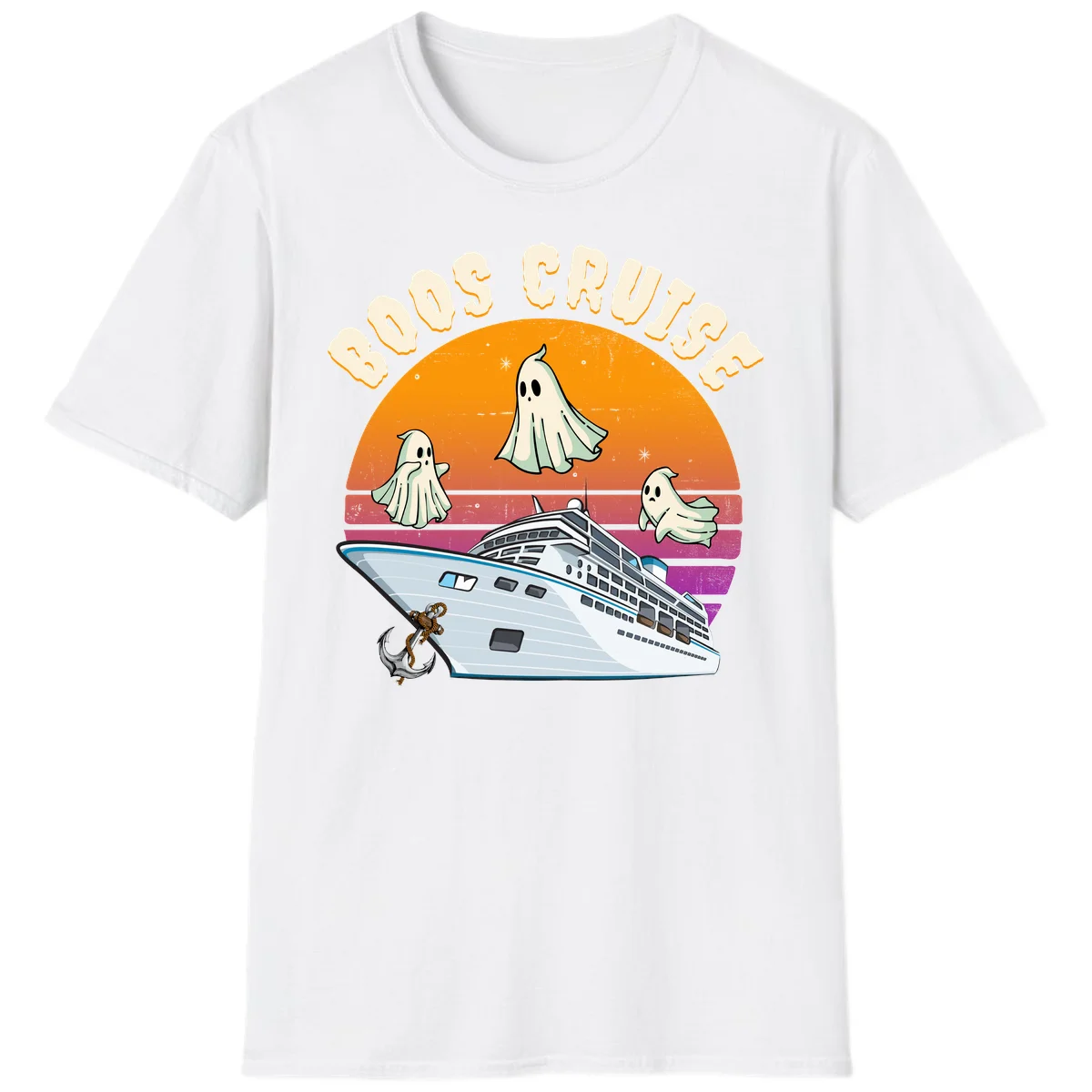 Boo Cruise Ship Ghost Halloween Vacation T-Shirt in White