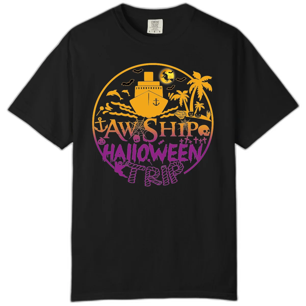 Ship Halloween Cruise Comfort Color T-Shirt in Black