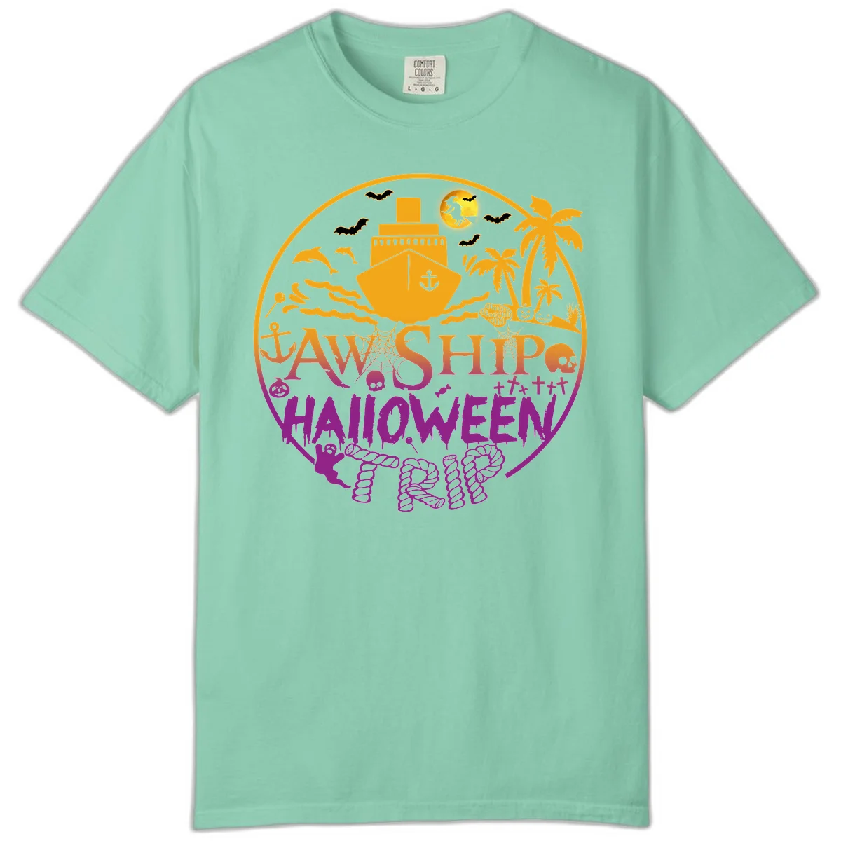 Ship Halloween Cruise Comfort Color T-Shirt in Island Reef