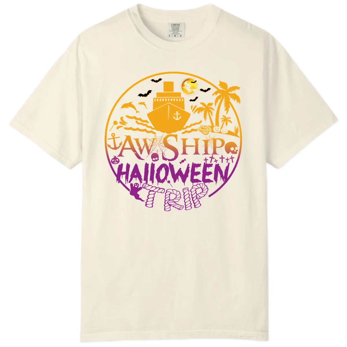 Ship Halloween Cruise Comfort Color T-Shirt in Ivory