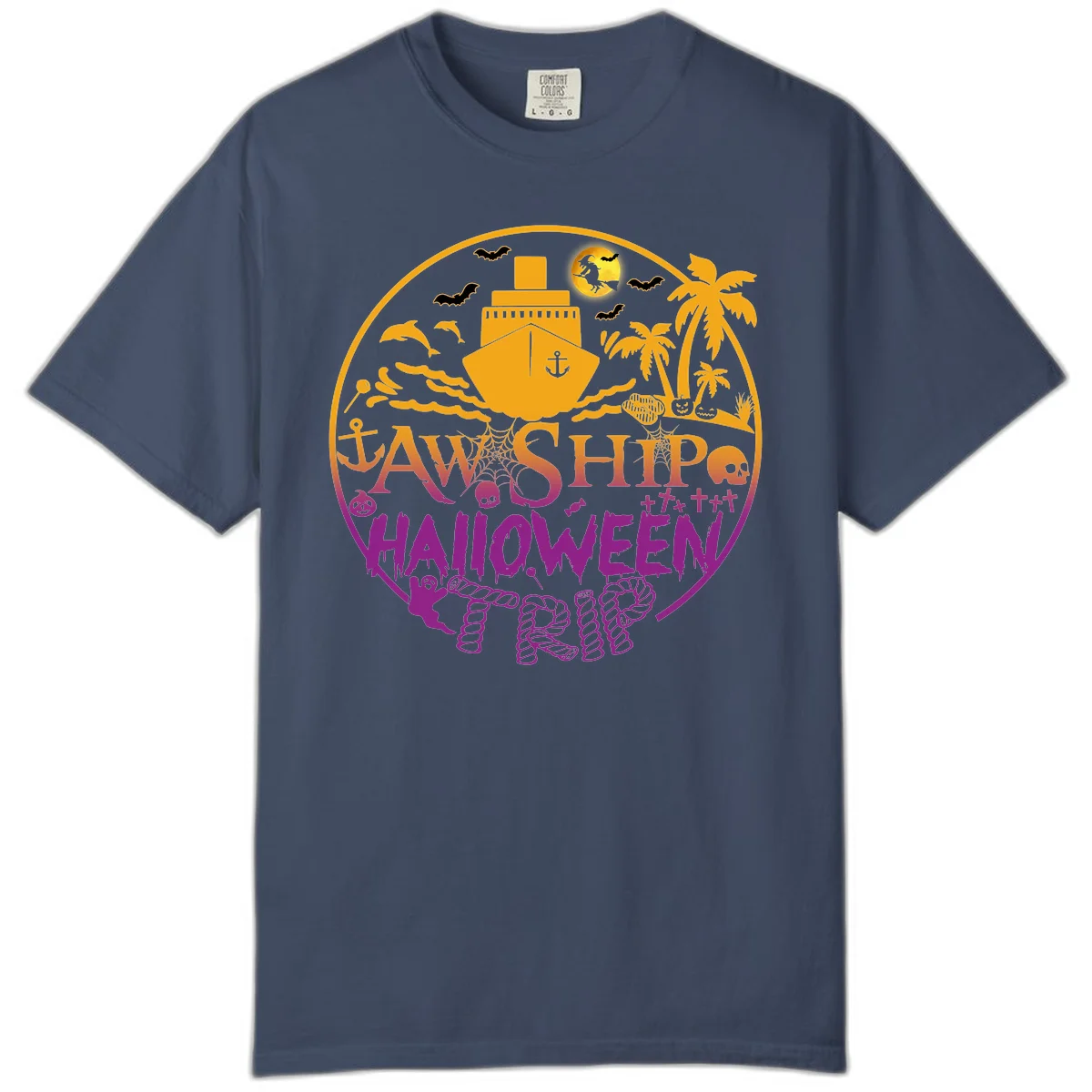 Ship Halloween Cruise Comfort Color T-Shirt in Midnight