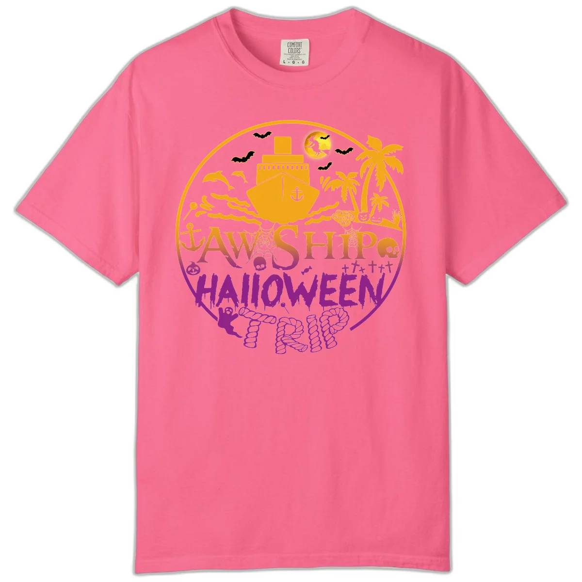 Ship Halloween Cruise Comfort Color T-Shirt in Crunchberry