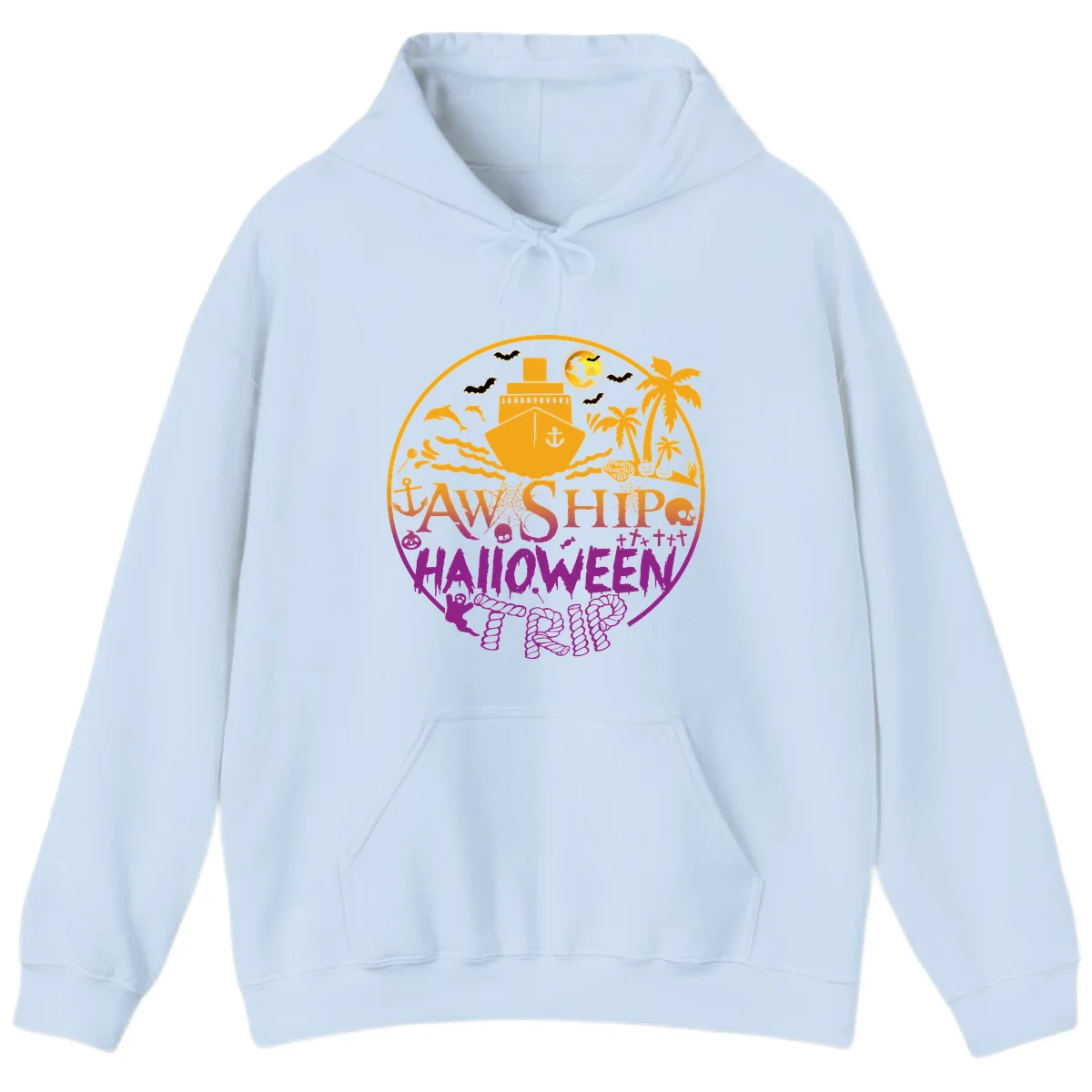 Ship Halloween Cruise Hoodie in Light Blue