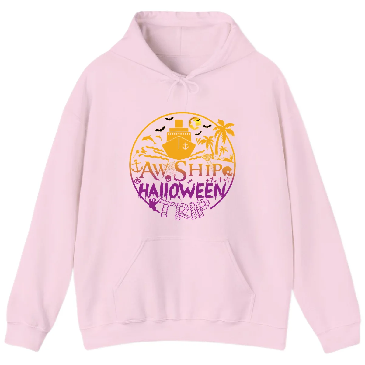 Ship Halloween Cruise Hoodie in Light Pink