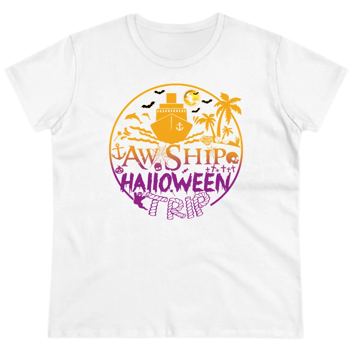 Ship Halloween Cruise Ladies Tee in White