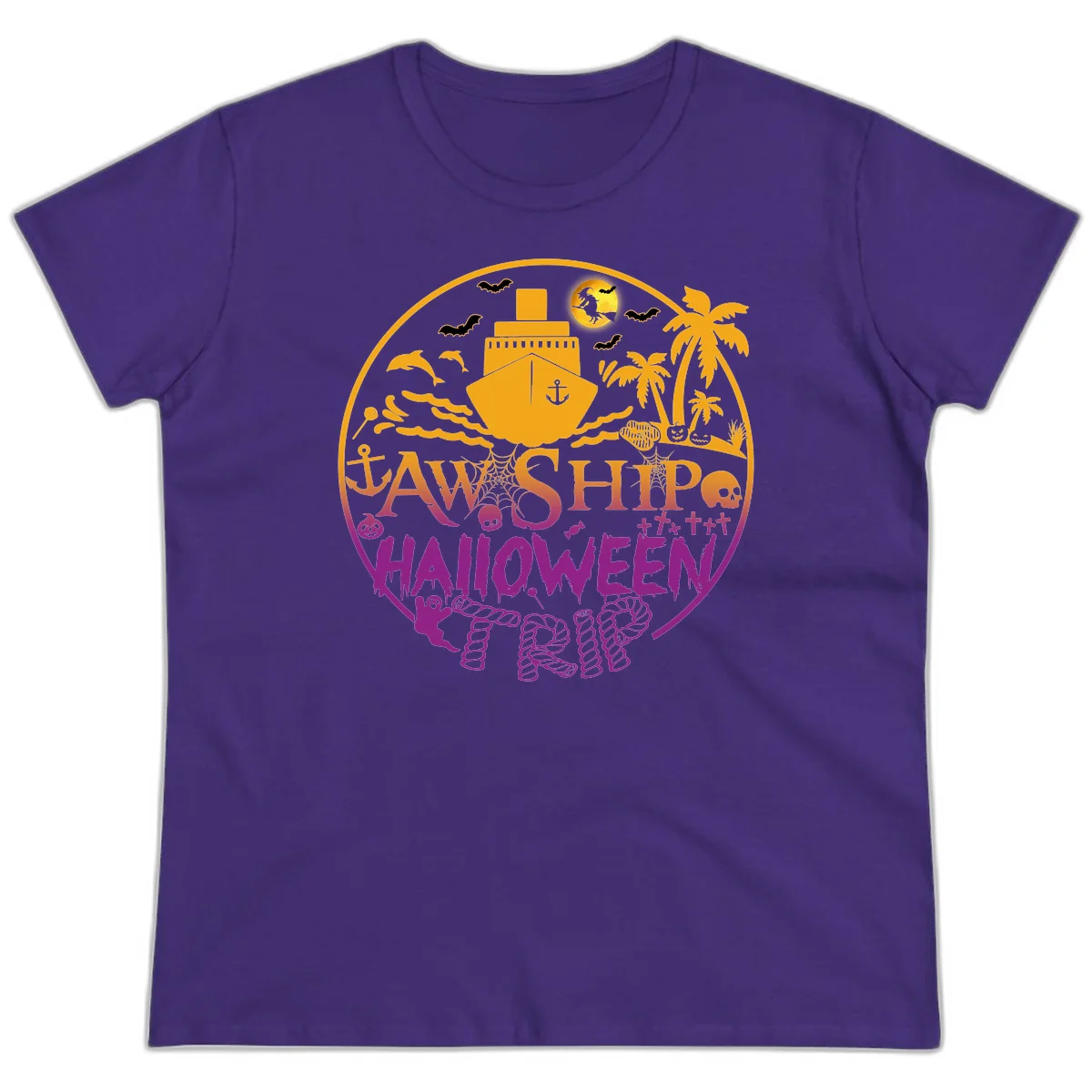 Ship Halloween Cruise Ladies Tee in Purple