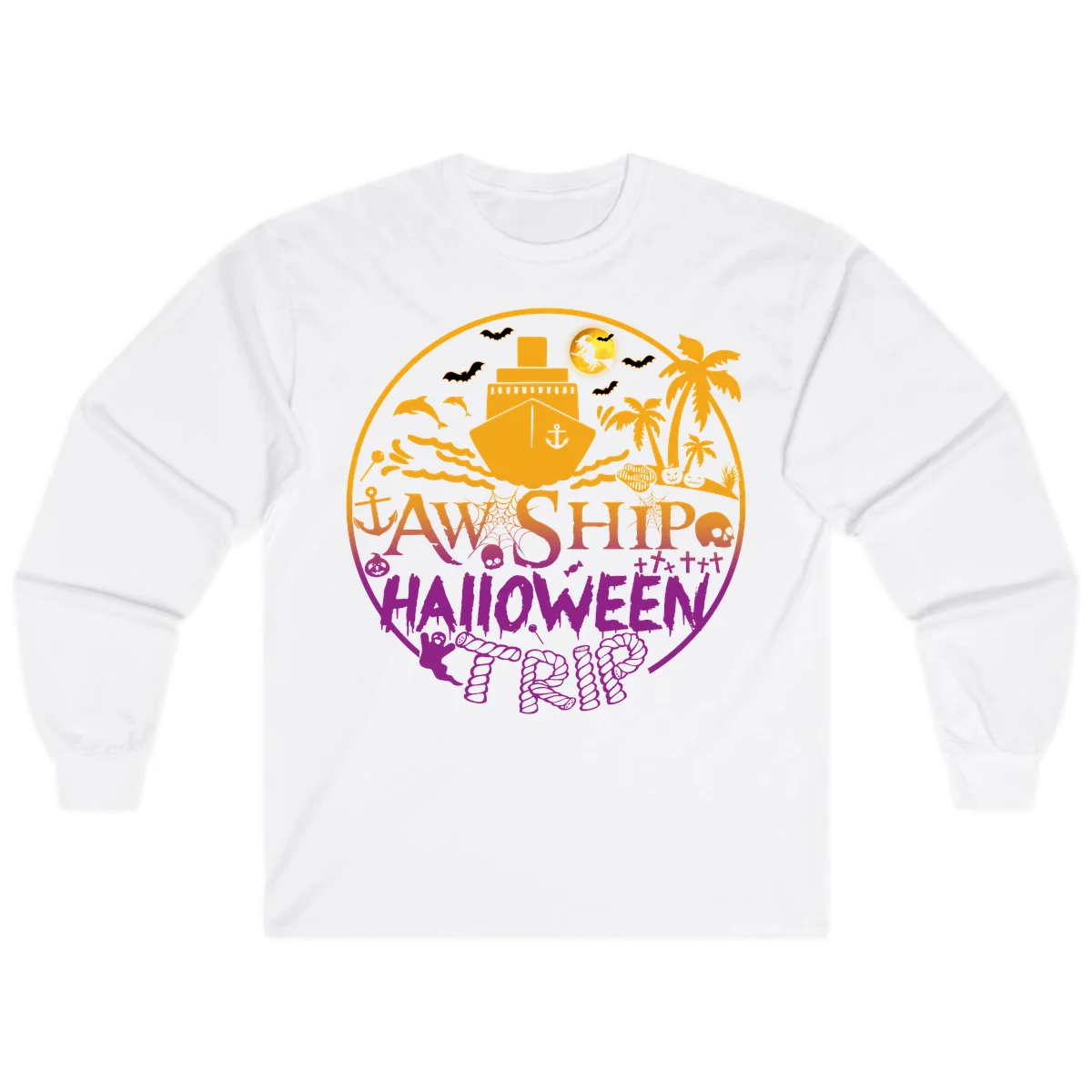 Ship Halloween Cruise Long Sleeve in White