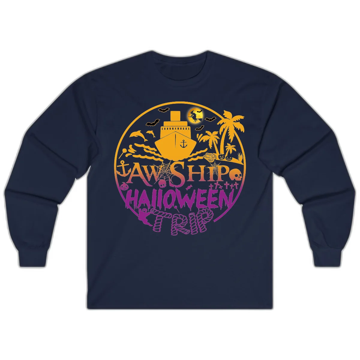 Ship Halloween Cruise Long Sleeve in Navy