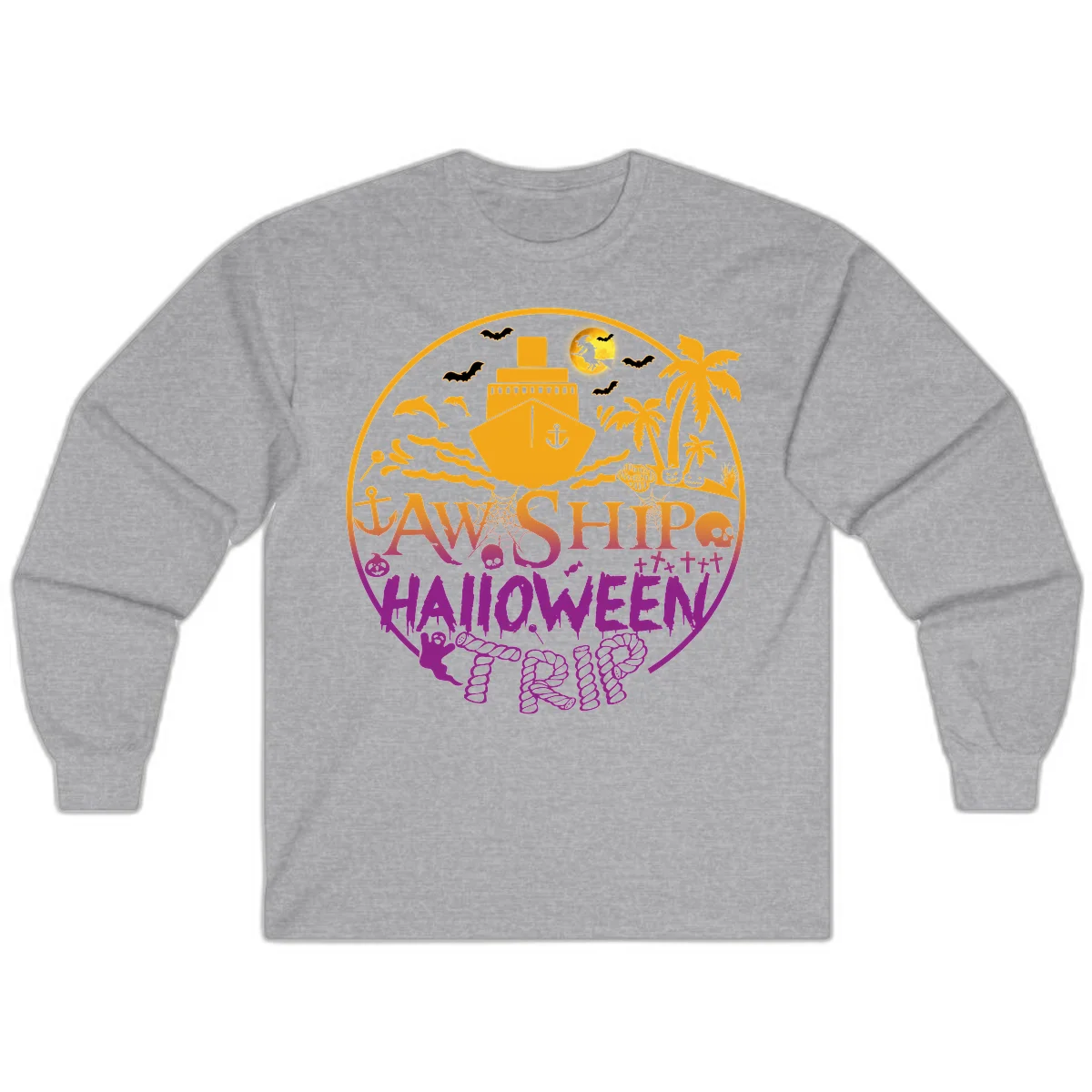 Ship Halloween Cruise Long Sleeve in Sport Grey