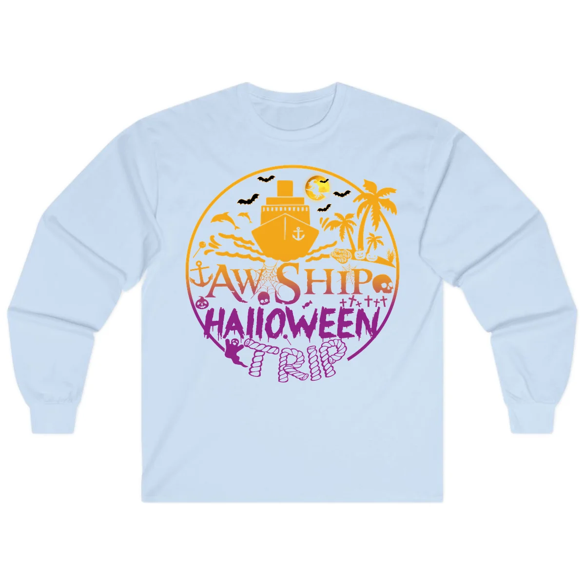 Ship Halloween Cruise Long Sleeve in Light Blue
