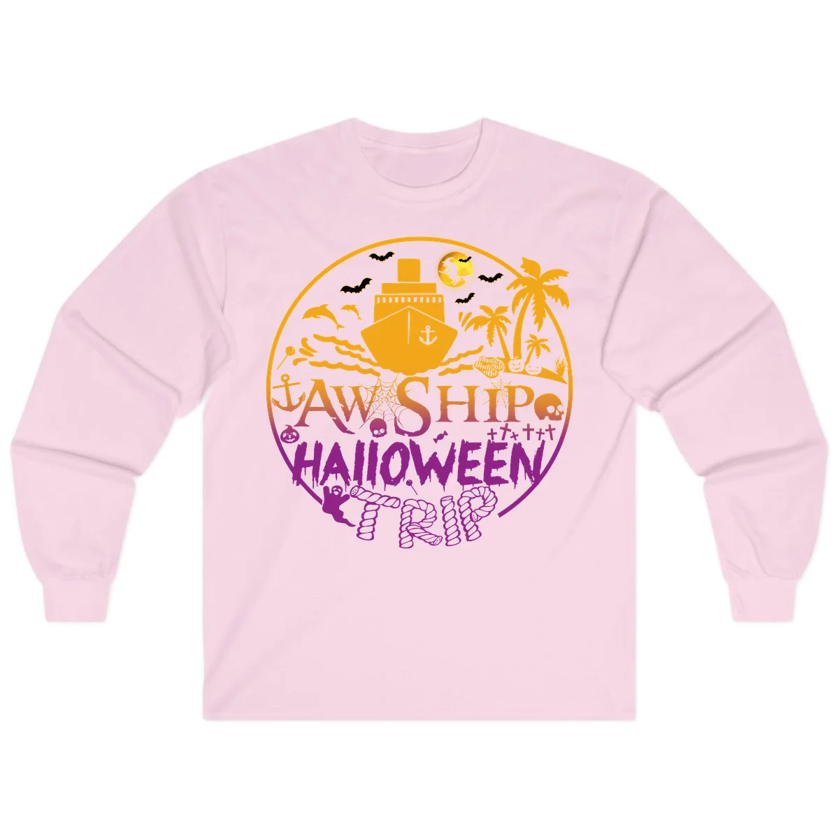 Ship Halloween Cruise Long Sleeve in Light Pink
