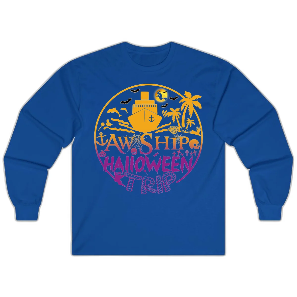 Ship Halloween Cruise Long Sleeve in Royal