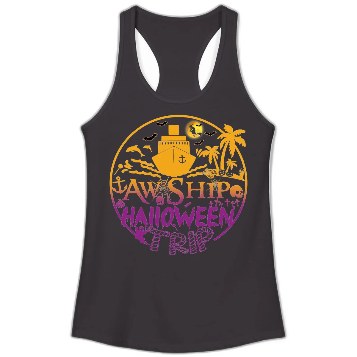 Ship Halloween Cruise Ladies Tank in Black