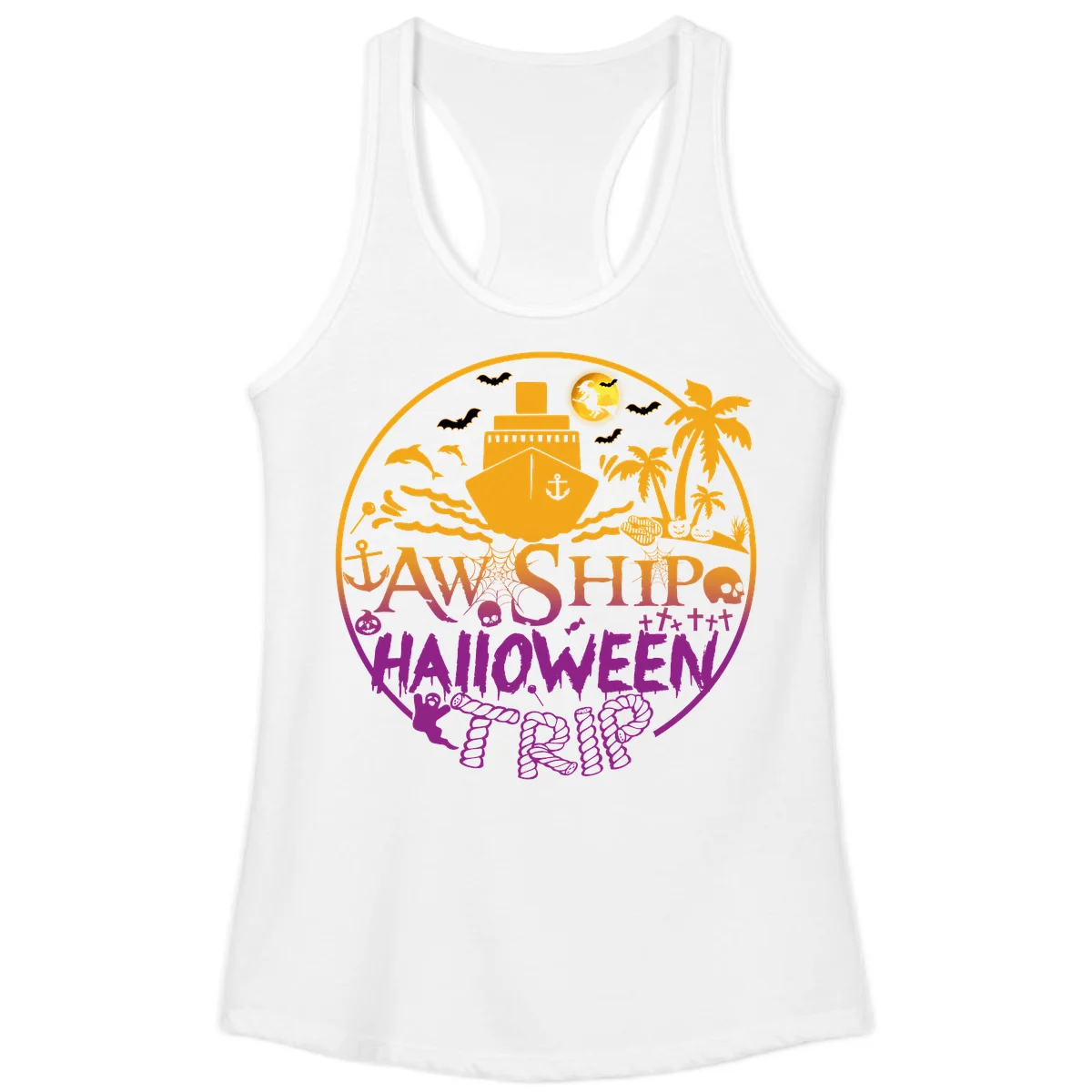 Ship Halloween Cruise Ladies Tank in White