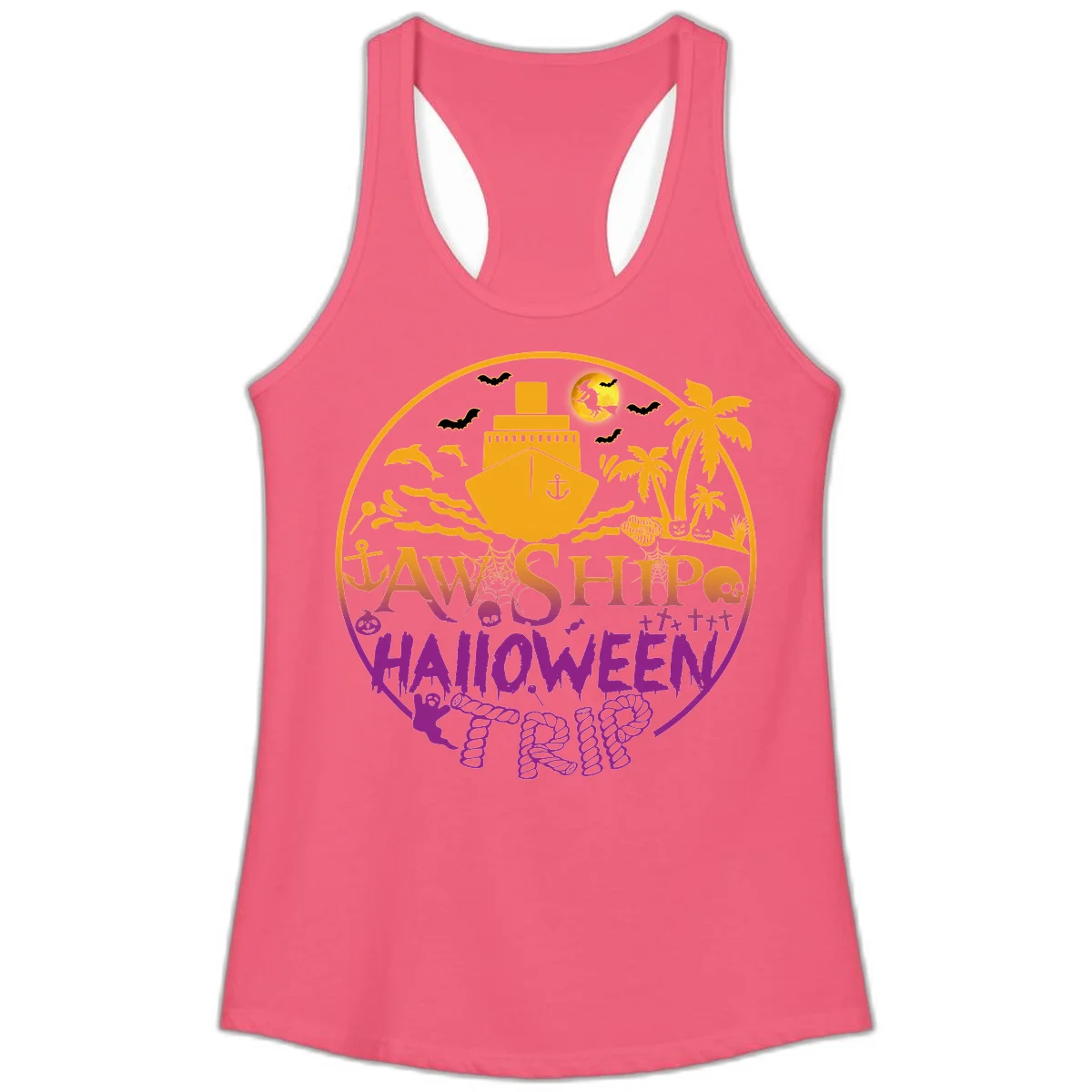 Ship Halloween Cruise Ladies Tank in Hot Pink