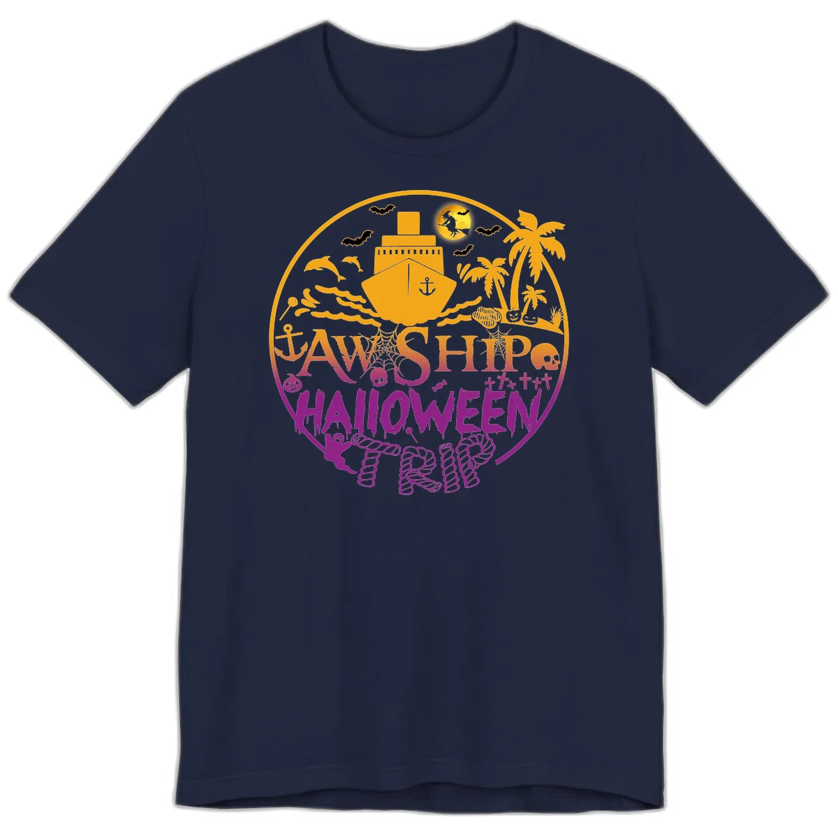 Ship Halloween Cruise Premium T-Shirt in Navy
