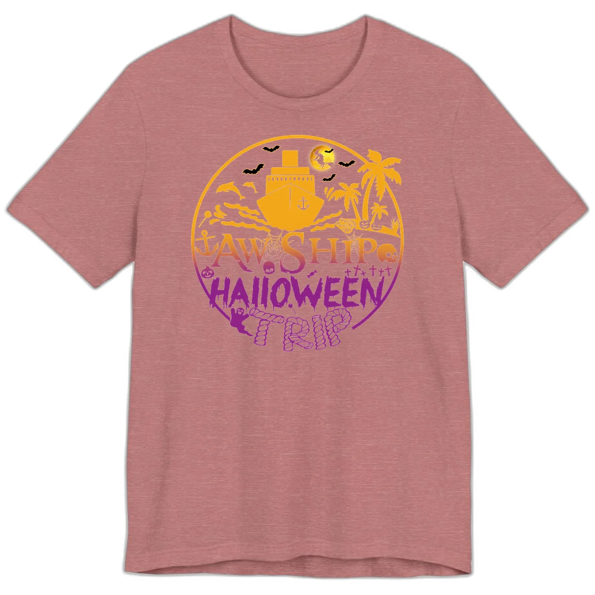 Ship Halloween Cruise Premium T-Shirt in Heather Mauve