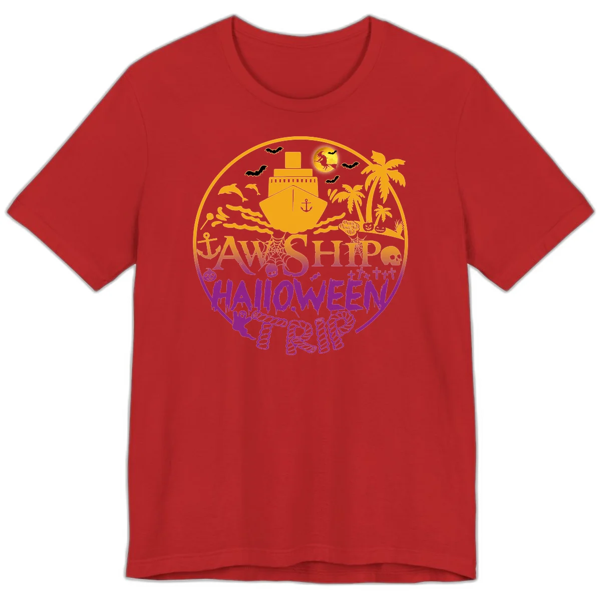 Ship Halloween Cruise Premium T-Shirt in Red