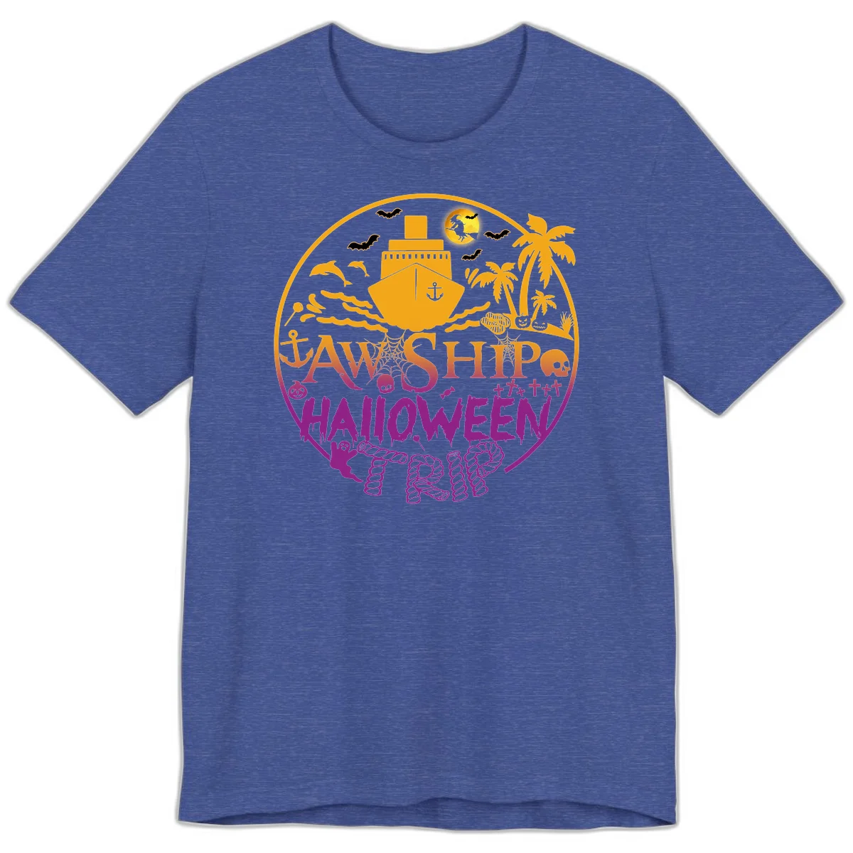 Ship Halloween Cruise Premium T-Shirt in Heather True Royal