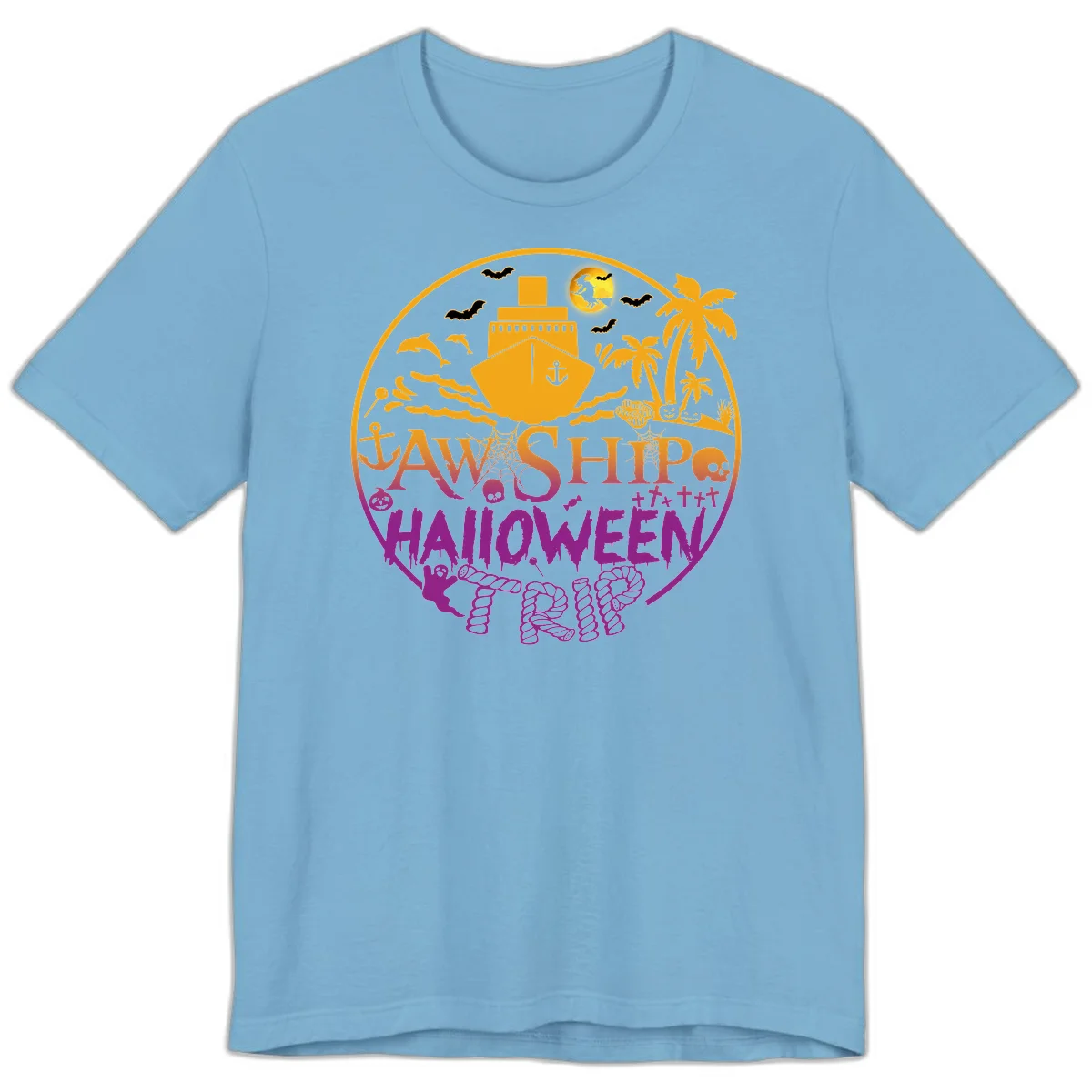 Ship Halloween Cruise Premium T-Shirt in Ocean Blue
