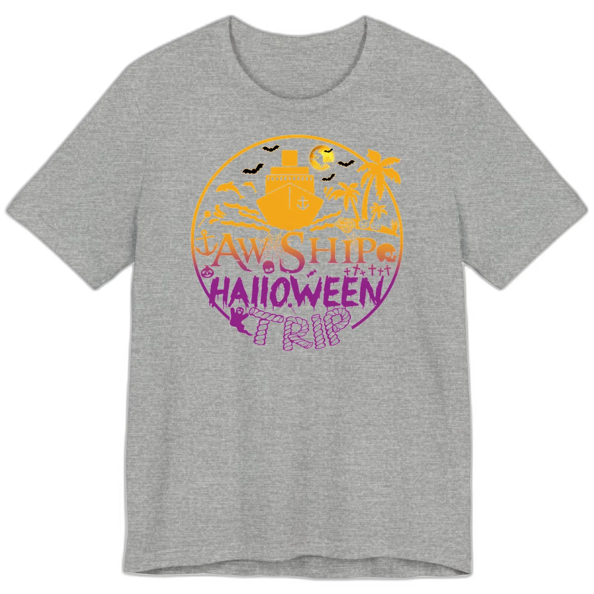 Ship Halloween Cruise Premium T-Shirt in Athletic Heather